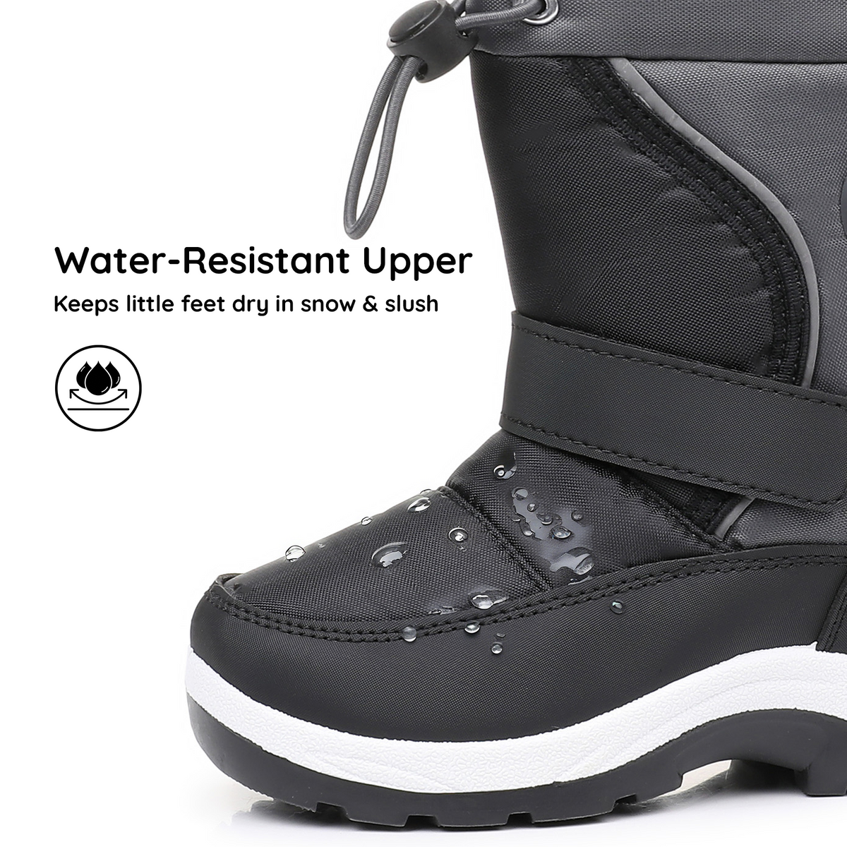 Black  Blikcon Kids Boys Snow Boots Water-resistant Winter Boots - Warm Plush Faux Fur Lined, Side Zipper & Non-Slip Sole (Toddler/Little Kid)-H0618-Black