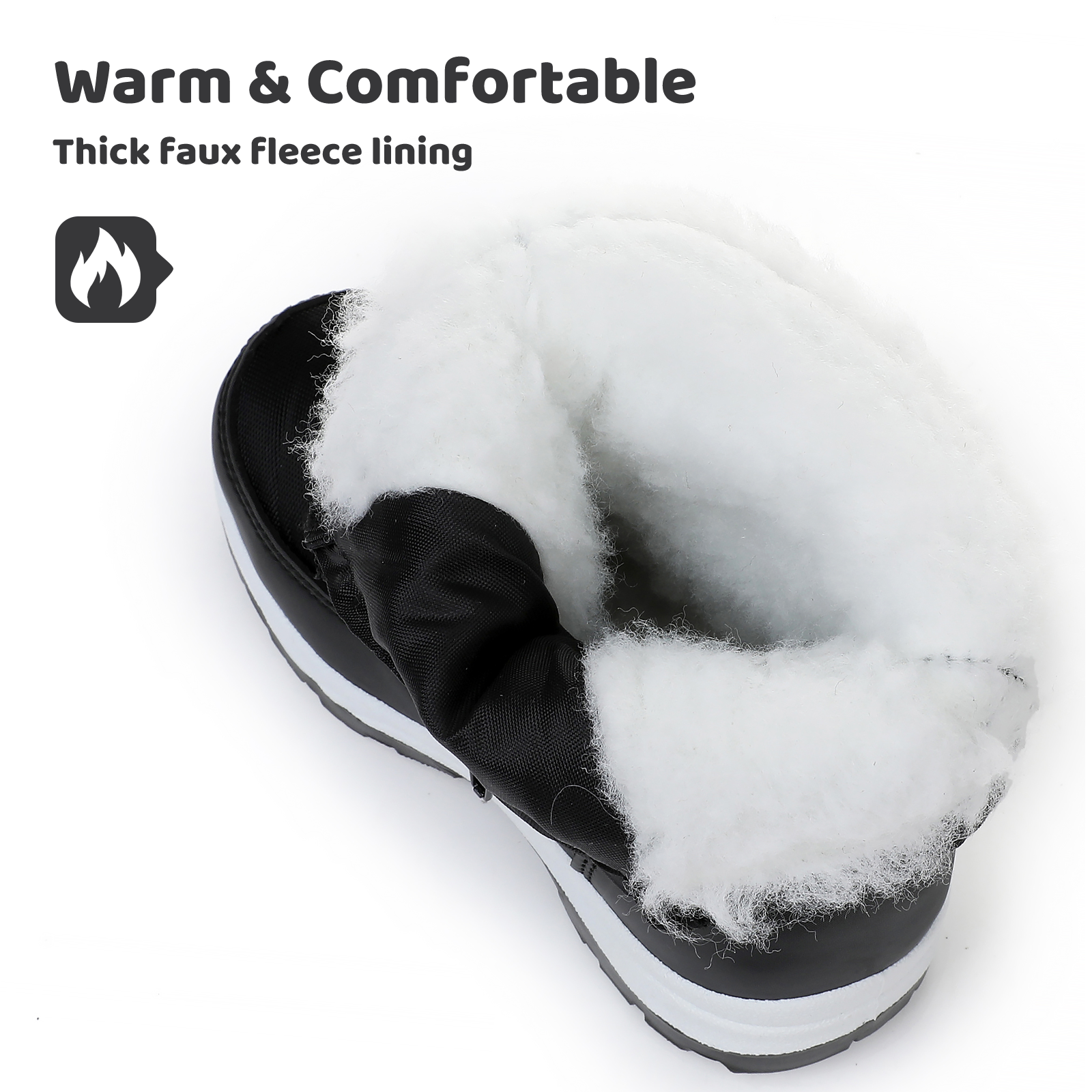 Apakowa Kids Boys Girls Snow Boots Waterproof Warm Winter Boots Slip Resistant (Toddler/Little Kid)-H0327-Black