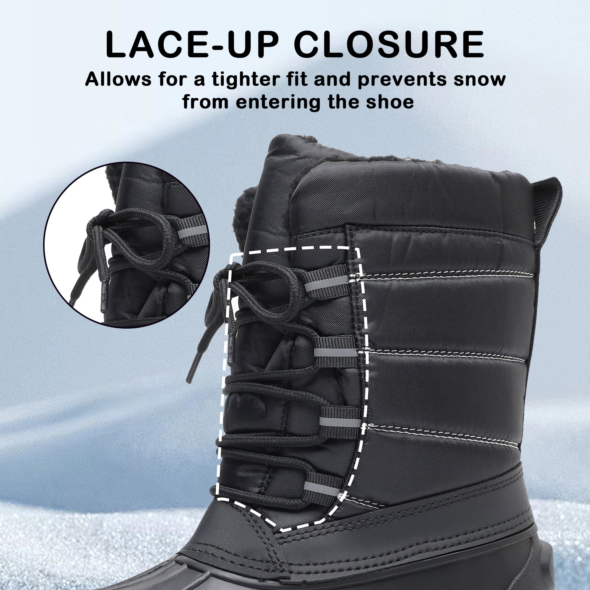 Apakowa Kids Boys Girls Winter Snow Boots Waterproof Outdoor Insulated Snow Boots (Little Kid/Big Kid)-H8323-Black