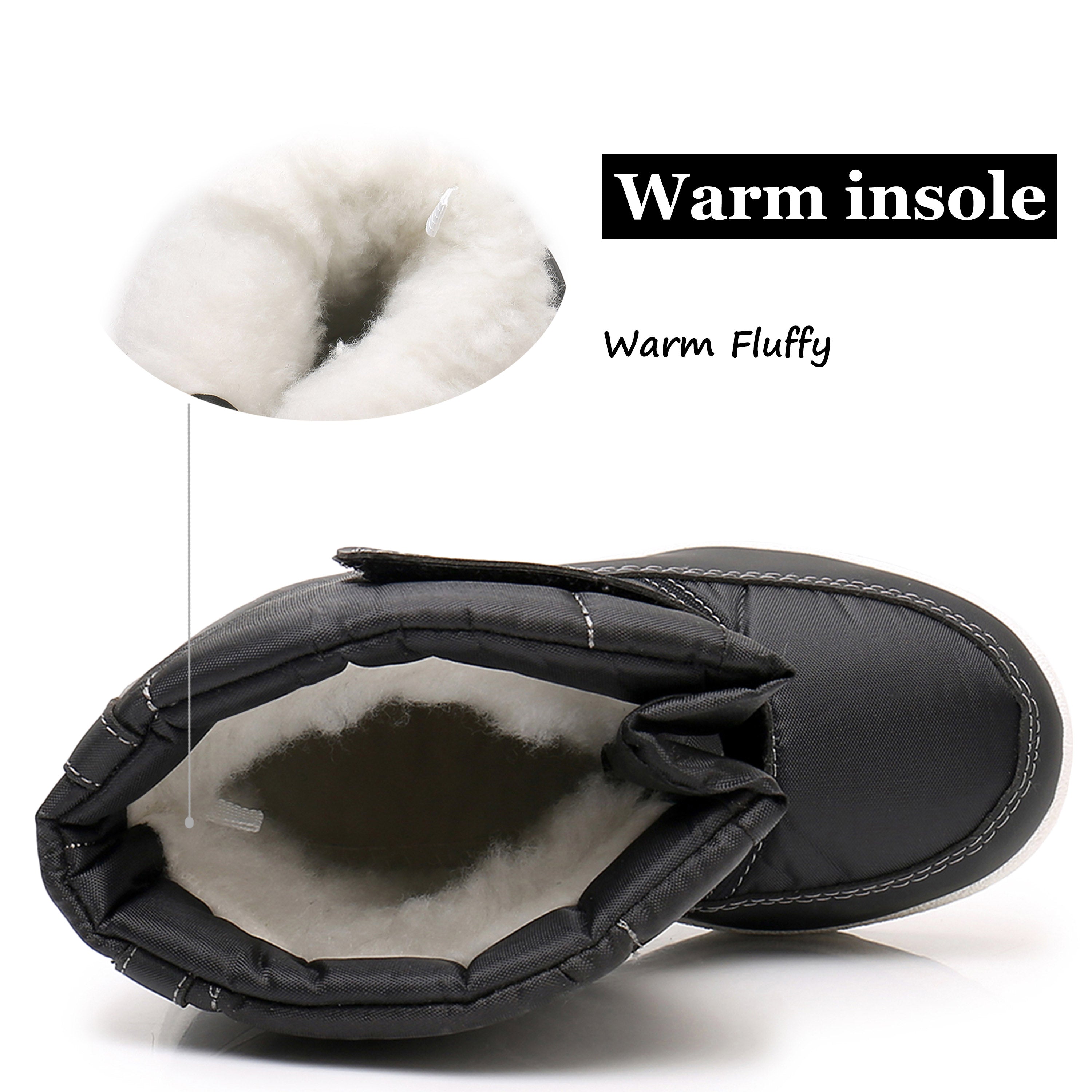 Apakowa New Kids Boys Cold Weather Snow Boots (Toddler/Little Kid)-HDL06-black