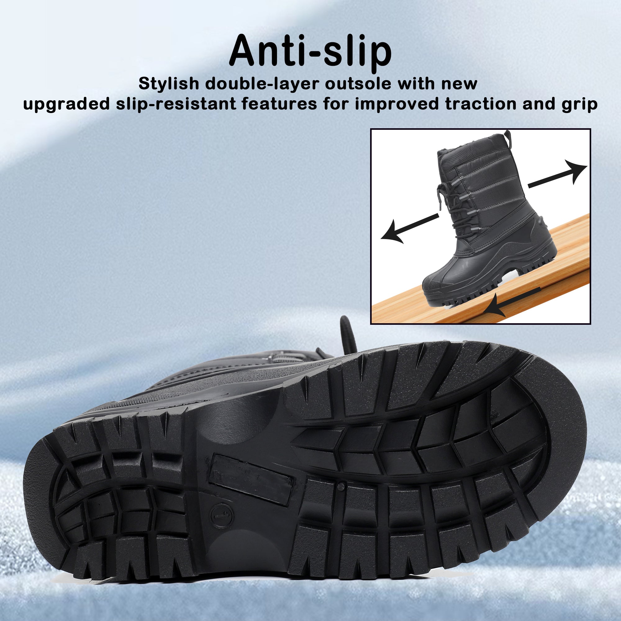 Apakowa Kids Boys Girls Winter Snow Boots Waterproof Outdoor Insulated Snow Boots (Little Kid/Big Kid)-H8323-Black