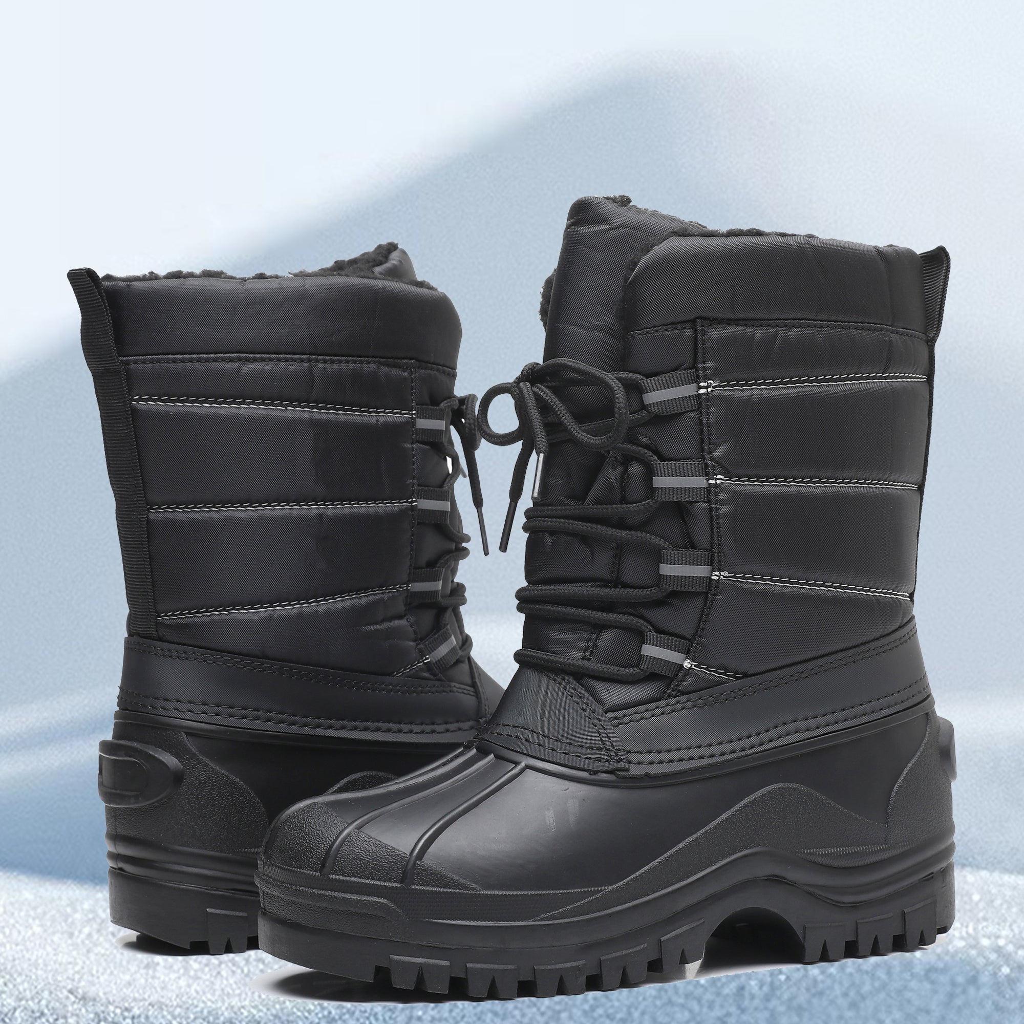 Apakowa Kids Boys Girls Winter Snow Boots Waterproof Outdoor Insulated Snow Boots (Little Kid/Big Kid)-H8323-Black