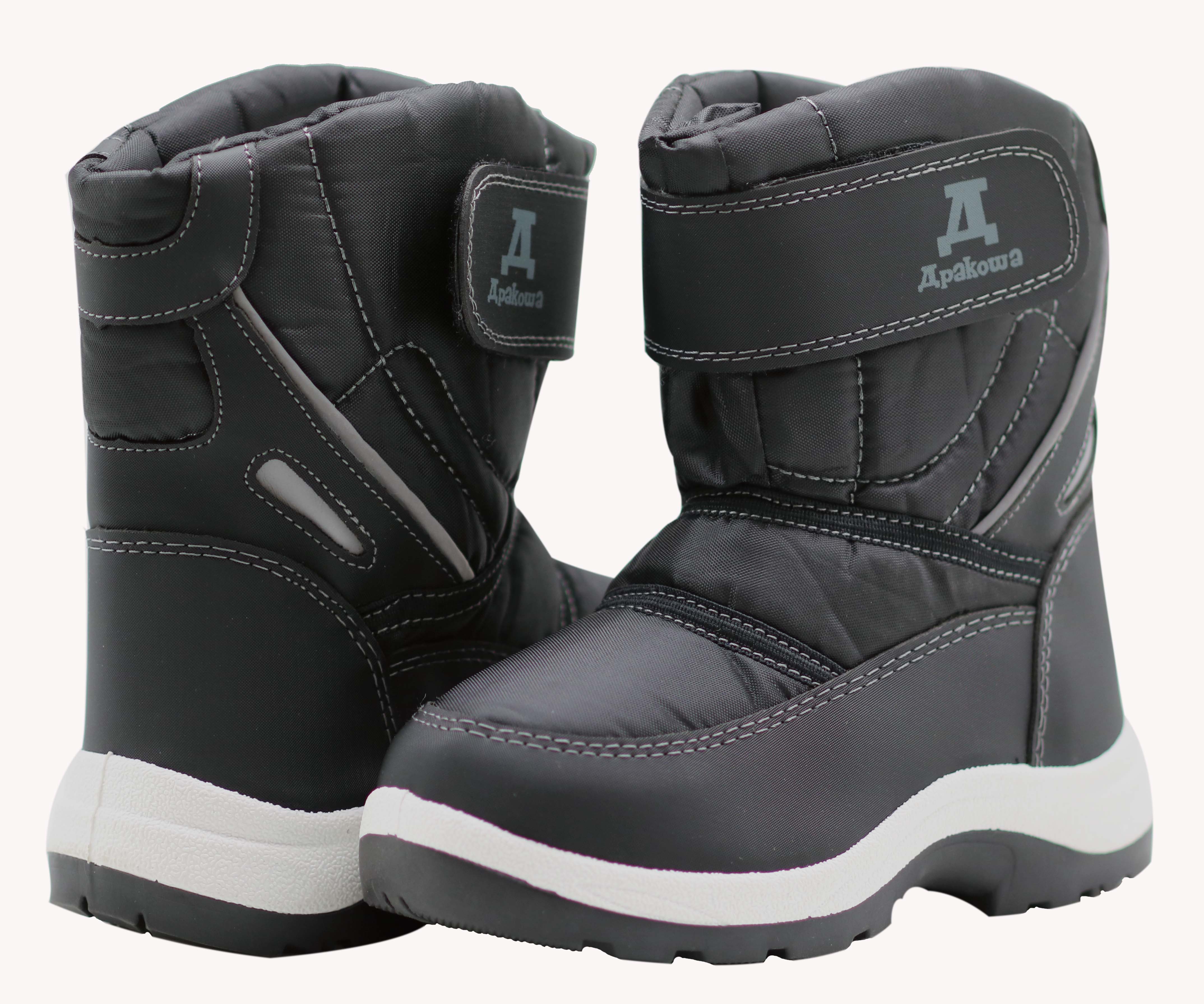 Apakowa New Kids Boys Cold Weather Snow Boots (Toddler/Little Kid)-HDL06-black