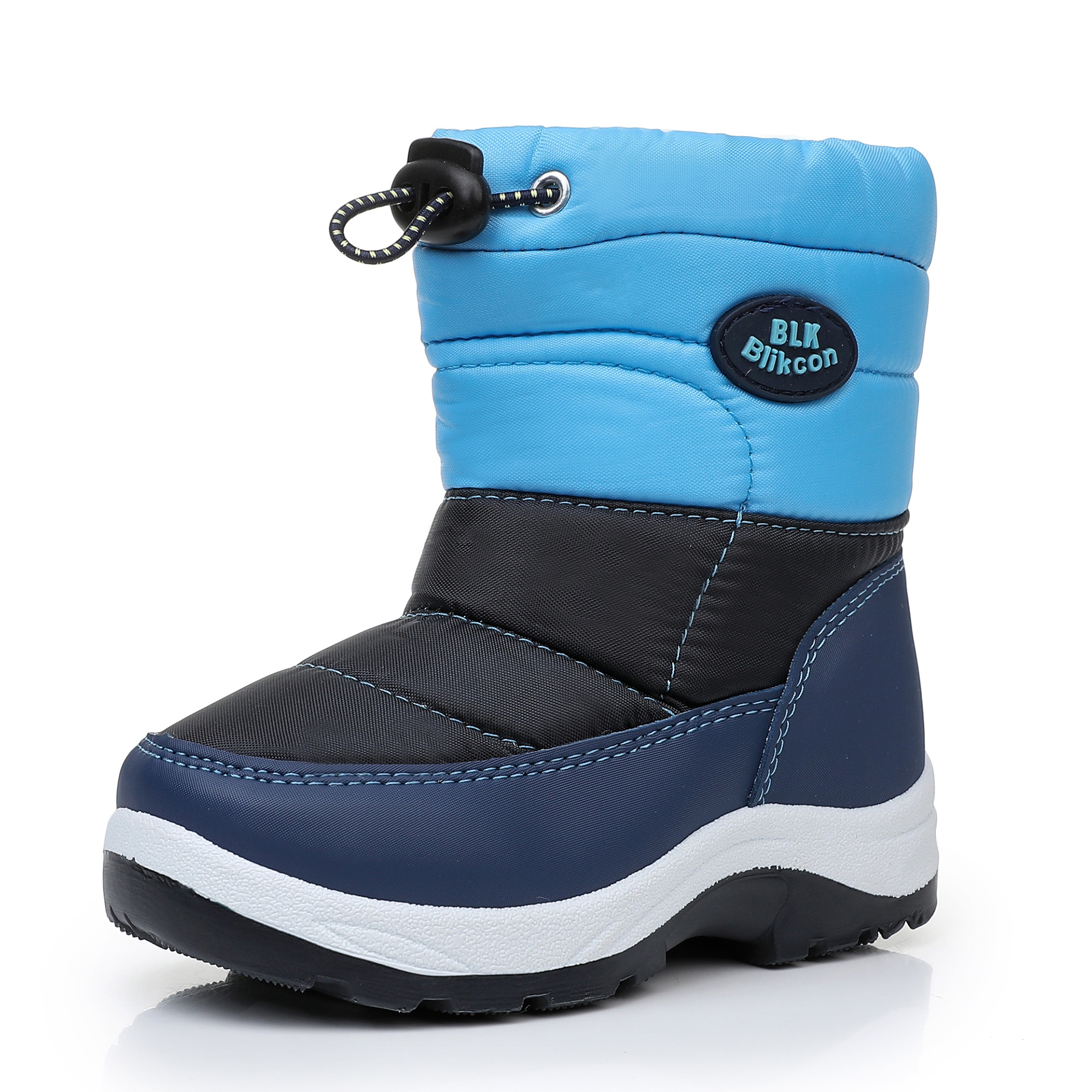 Blikcon Boys Girls Snow Boots Slip Resistant Waterproof Winter Boots (Toddler/Little Kid)-BLK-H0326-NavyBlue
