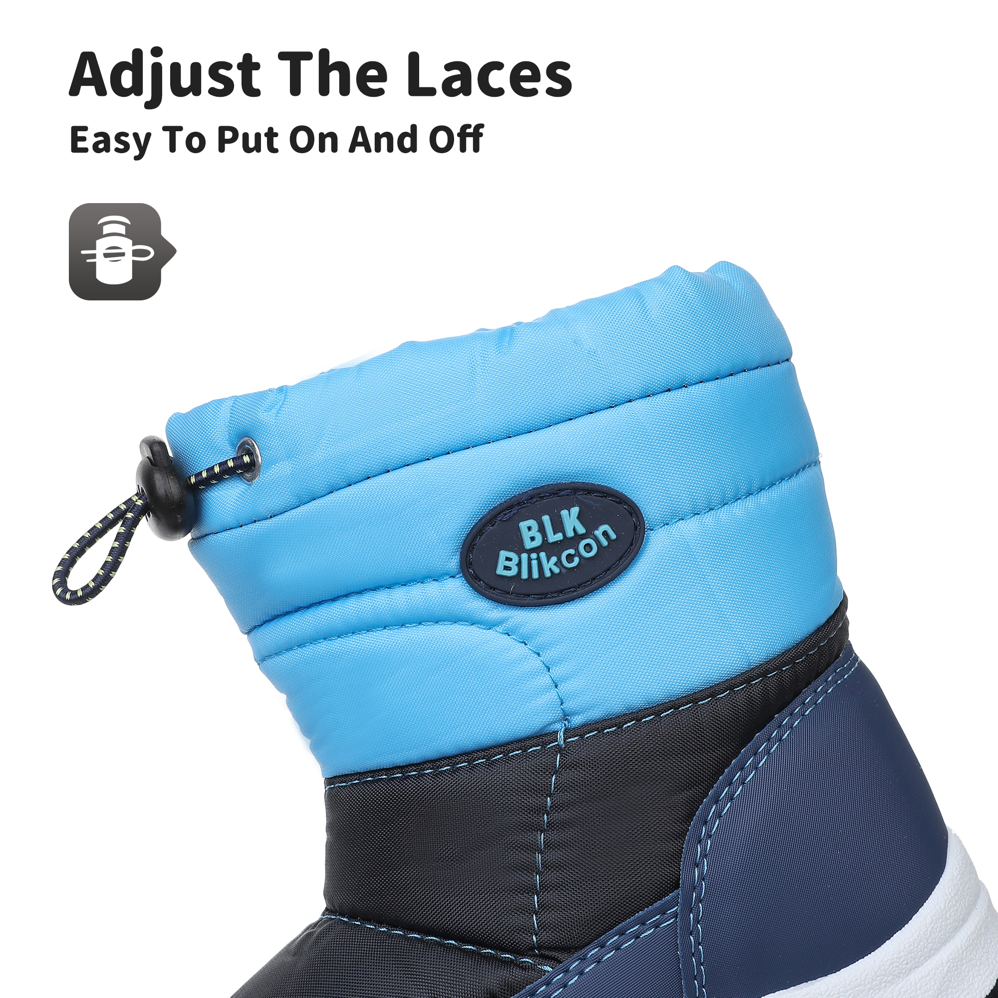 Blikcon Boys Girls Snow Boots Slip Resistant Waterproof Winter Boots (Toddler/Little Kid)-BLK-H0326-NavyBlue