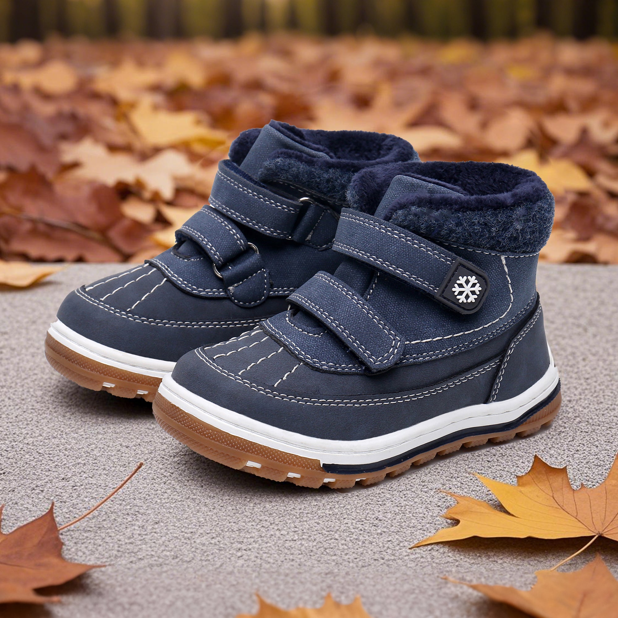 Blikcon Boys Boots Toddler Boys Fall Winter Boots Outdoor with Hook and Loop (Toddler/Little Kid)-BLK-35217-Navy