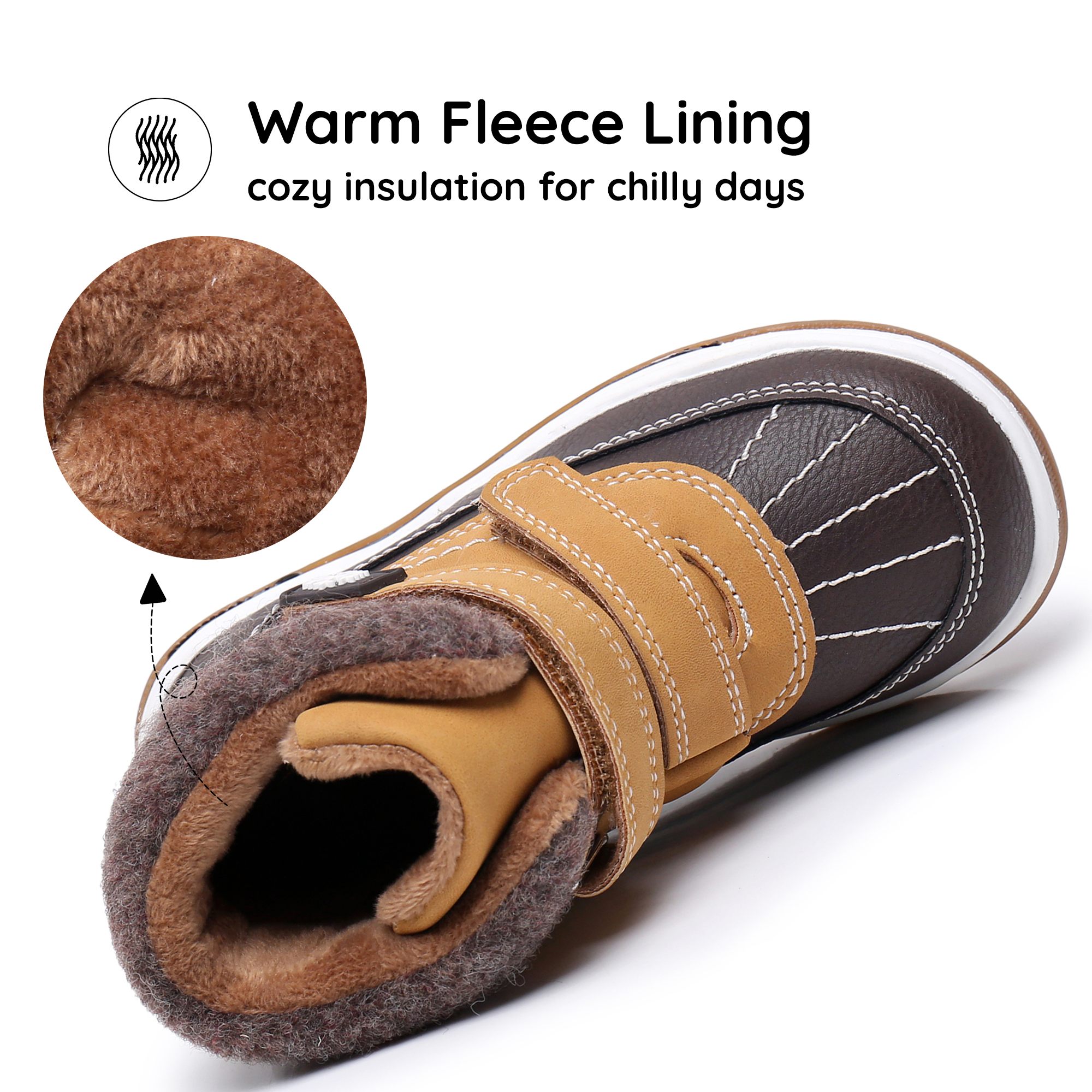 Blikcon Boys Boots Toddler Boys Fall Winter Boots Outdoor with Hook and Loop (Toddler/Little Kid)-BLK-35217-Camel