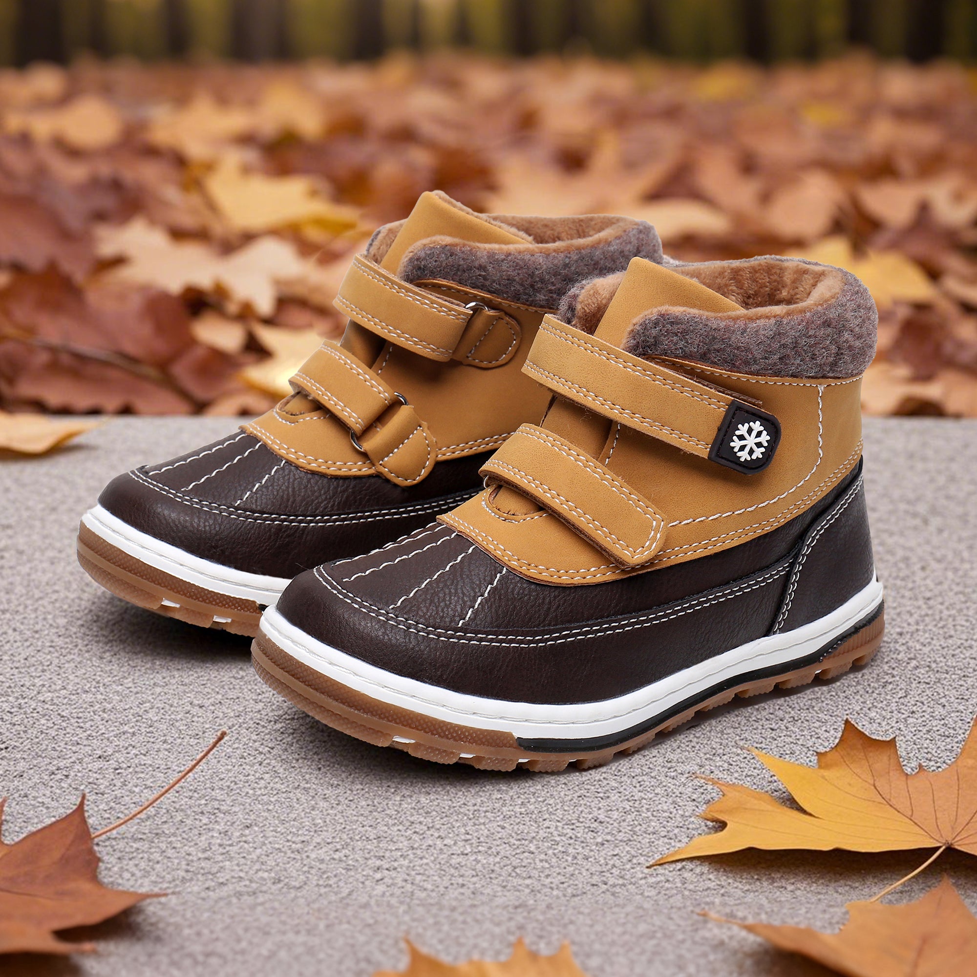 Blikcon Boys Boots Toddler Boys Fall Winter Boots Outdoor with Hook and Loop (Toddler/Little Kid)-BLK-35217-Camel