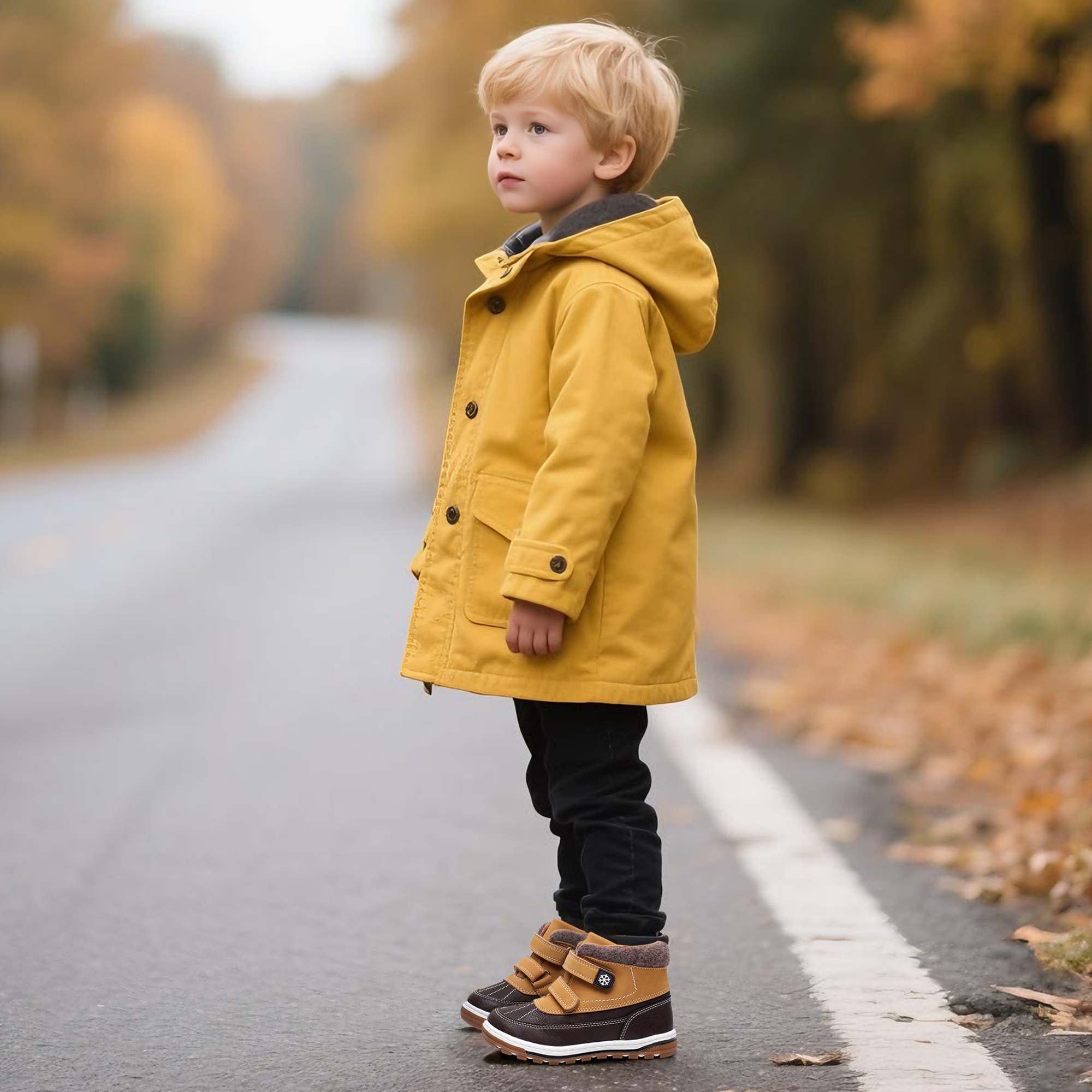 Blikcon Boys Boots Toddler Boys Fall Winter Boots Outdoor with Hook and Loop (Toddler/Little Kid)-BLK-35217-Camel