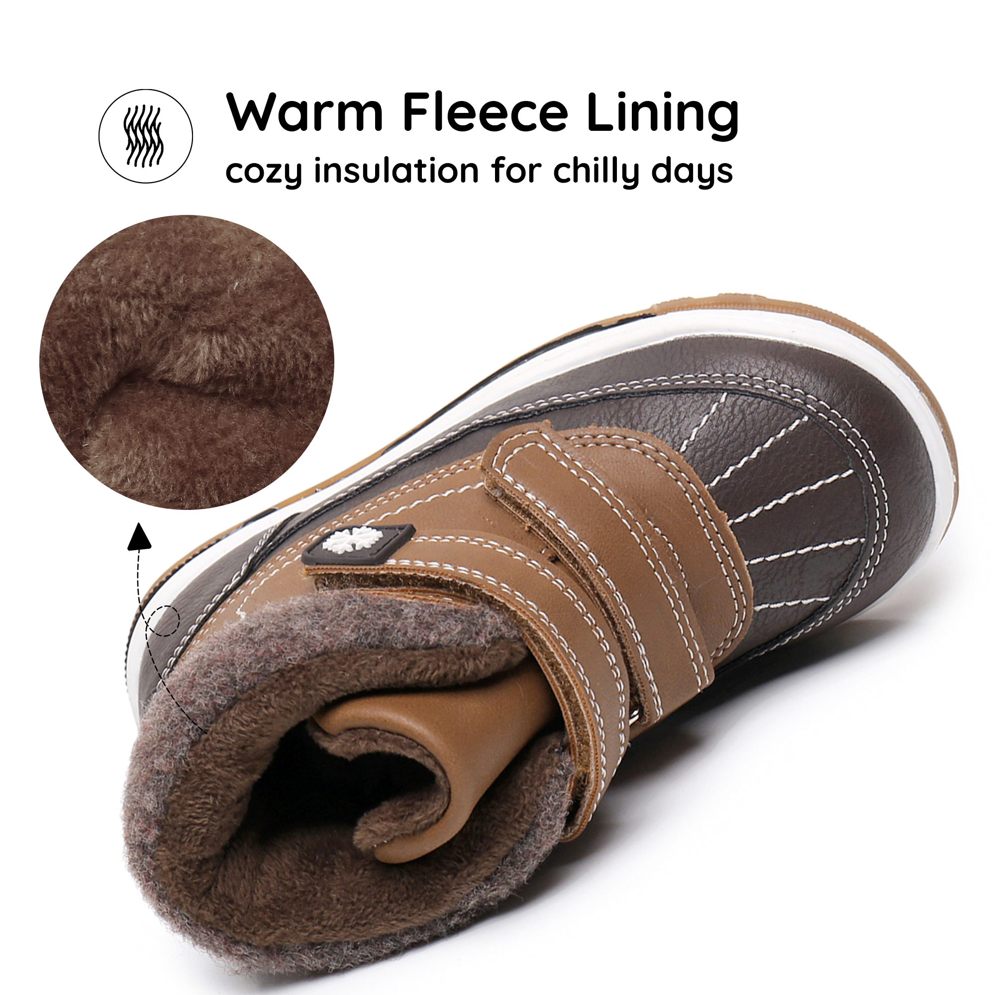 Blikcon Boys Boots Toddler Boys Fall Winter Boots Outdoor with Hook and Loop (Toddler/Little Kid)-BLK-35217-Darkbrown