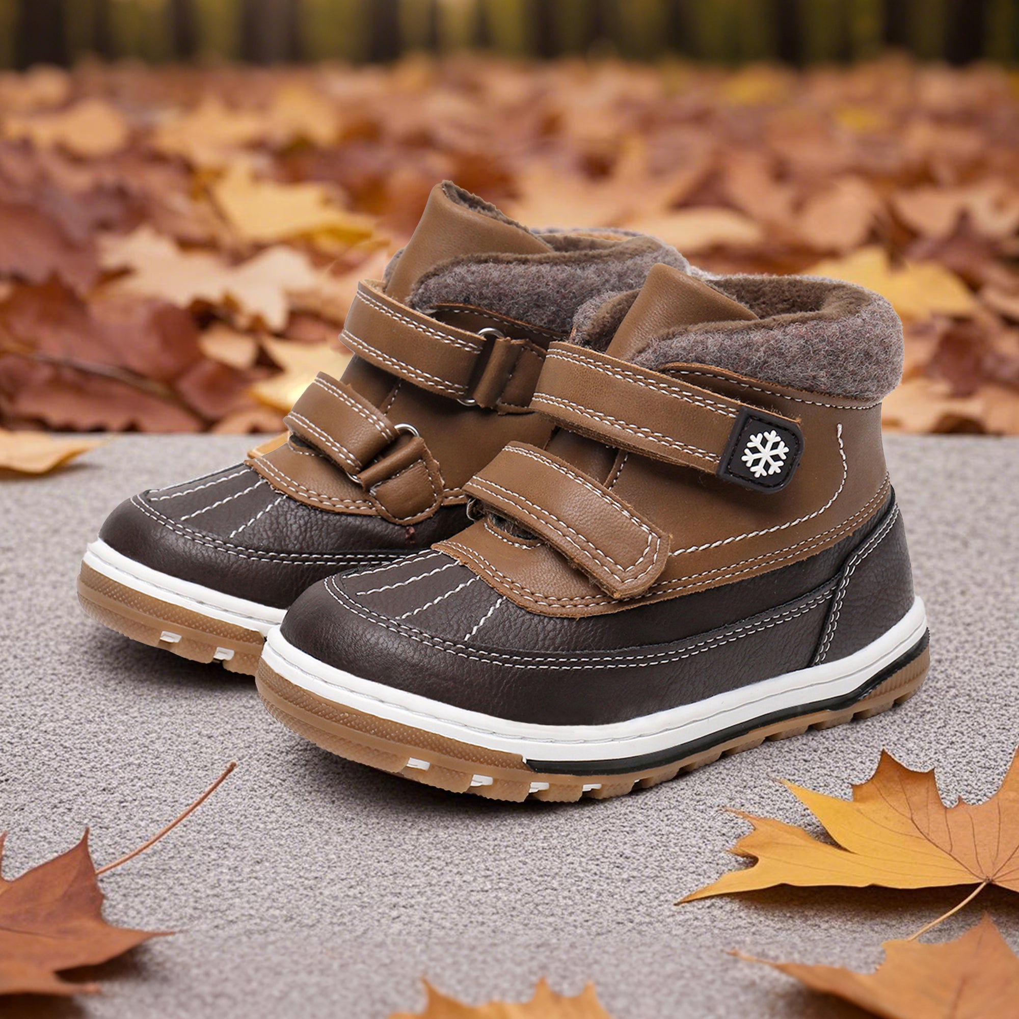 Blikcon Boys Boots Toddler Boys Fall Winter Boots Outdoor with Hook and Loop (Toddler/Little Kid)-BLK-35217-Darkbrown