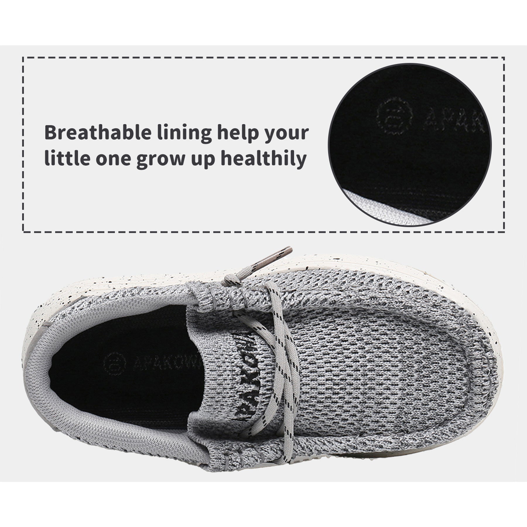 Apakowa Kids Boys Girls Loafers Slip-On Casual Walking Shoes-XFQ627-Grey