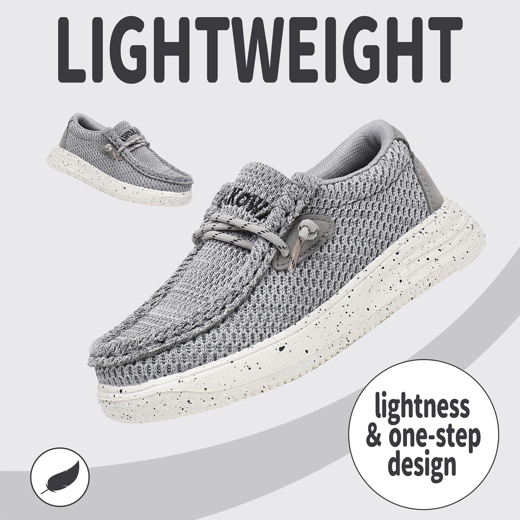 Apakowa Kids Boys Girls Loafers Slip-On Casual Walking Shoes-XFQ627-Grey