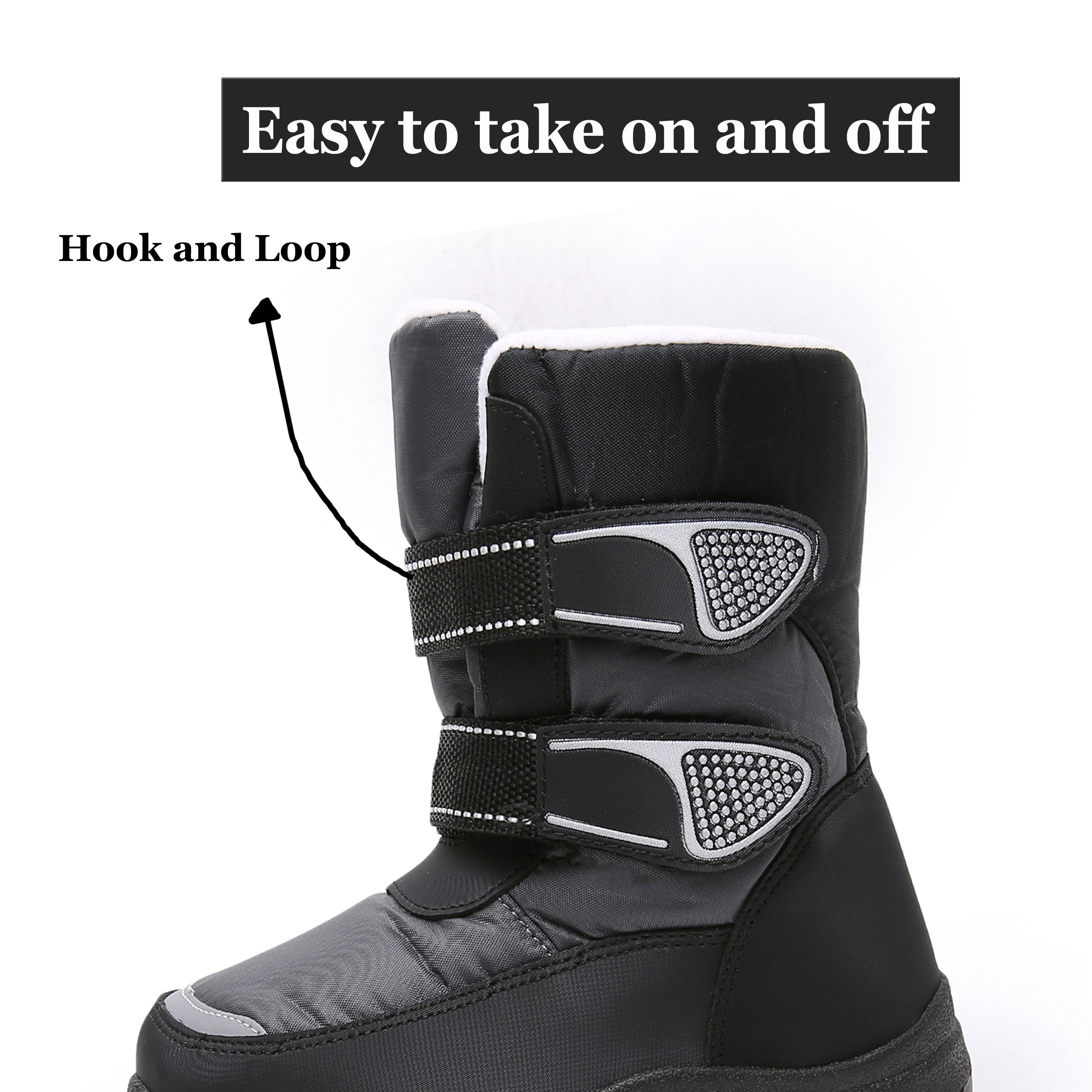 Apakowa Kids Boys Snow Boots Winter Waterproof Slip Resistant Cold Weather Boots (Toddler/Little Kid/Big Kid)-HDL018-Gray