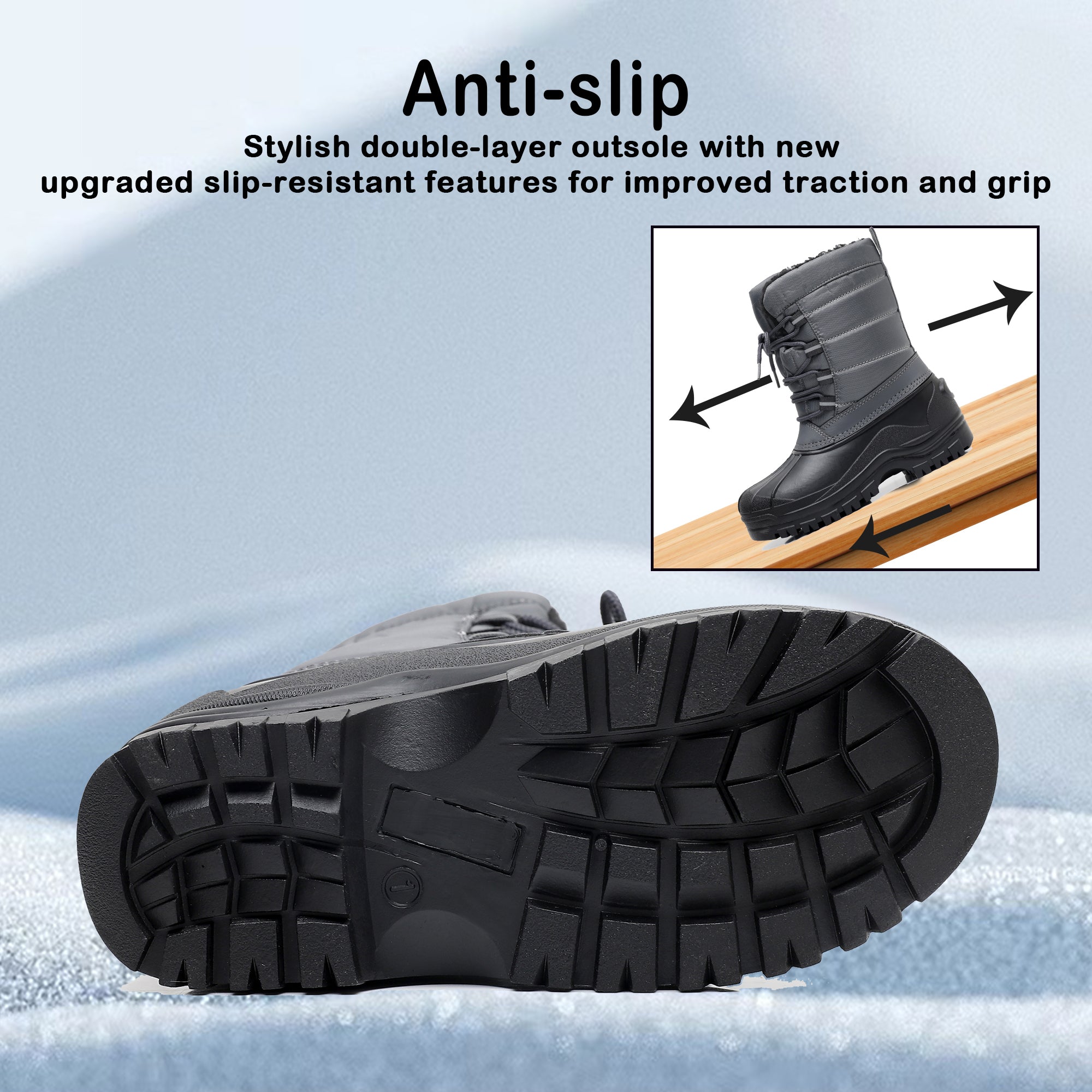 Apakowa Kids Boys Girls Winter Snow Boots Waterproof Outdoor Insulated Snow Boots (Little Kid/Big Kid)-H8323-Grey