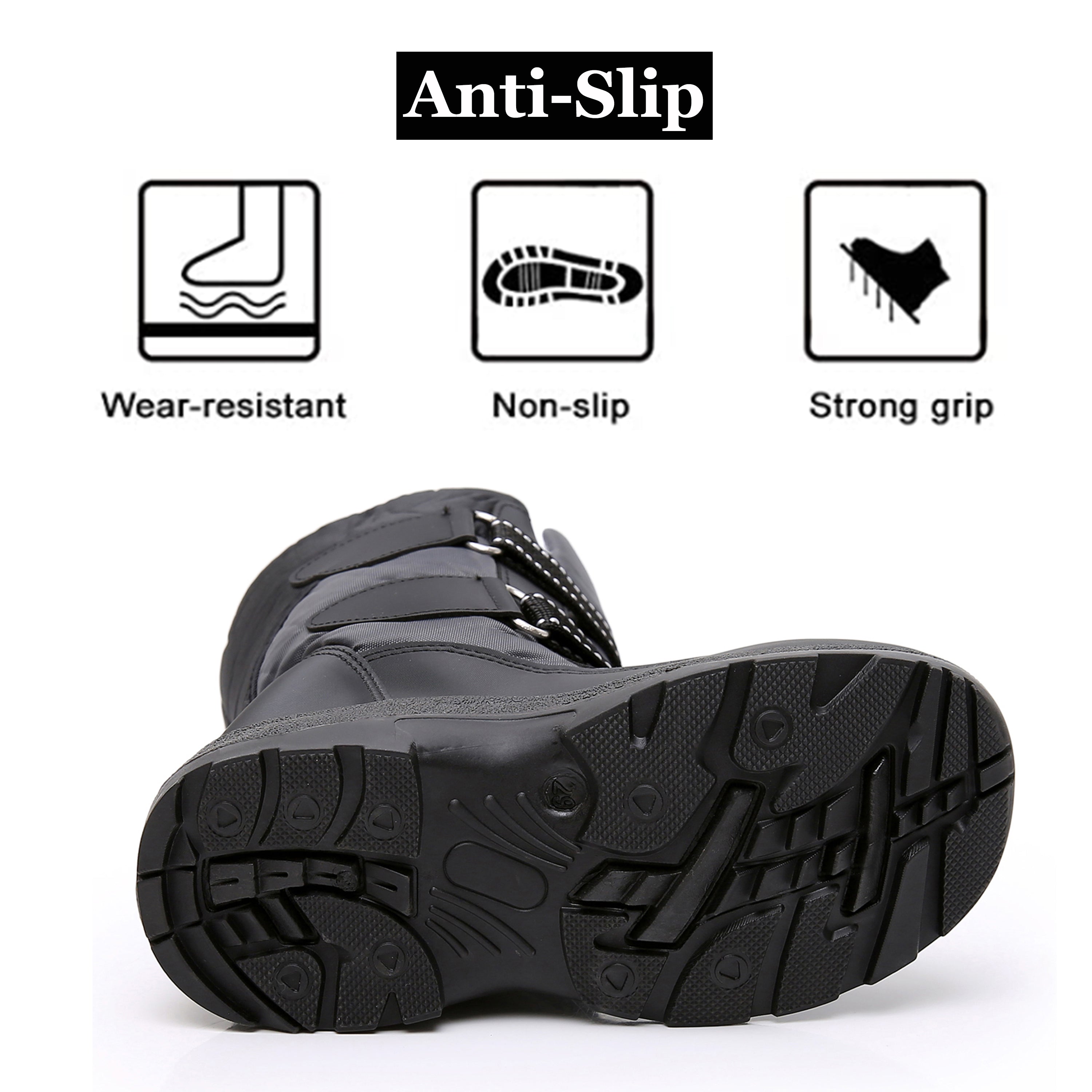 Apakowa Kids Boys Snow Boots Winter Waterproof Slip Resistant Cold Weather Boots (Toddler/Little Kid/Big Kid)-HDL018-Gray