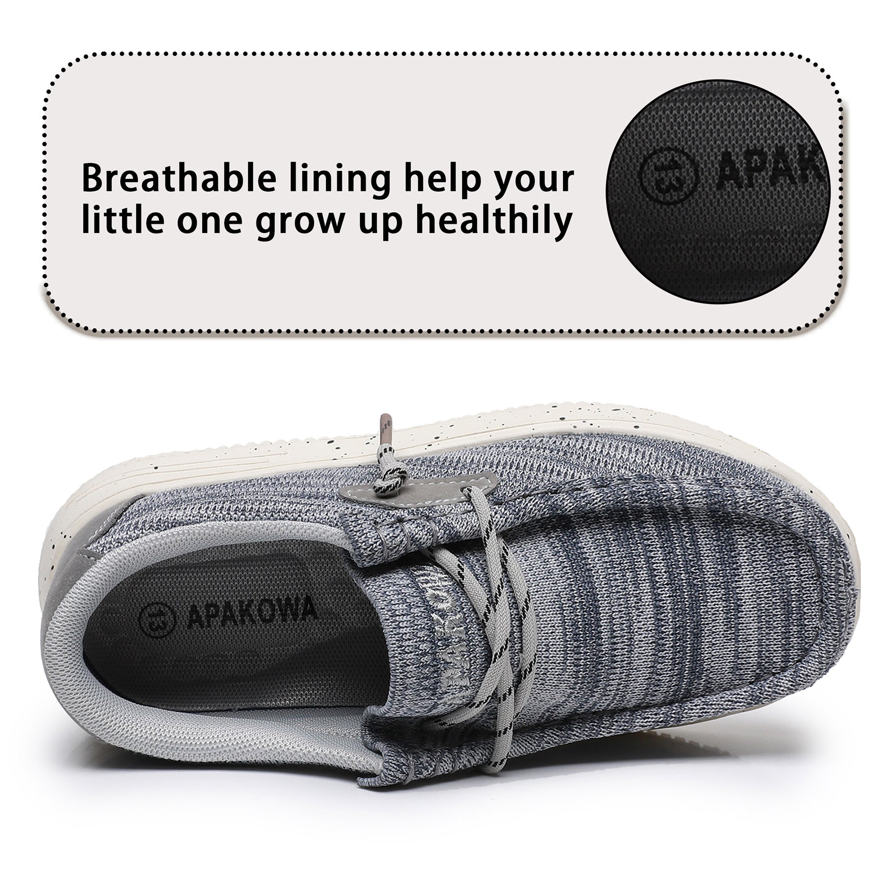 Apakowa Kids Boys Girls Loafers Slip-On Casual Walking Shoes-XFQ627-BlueGrey