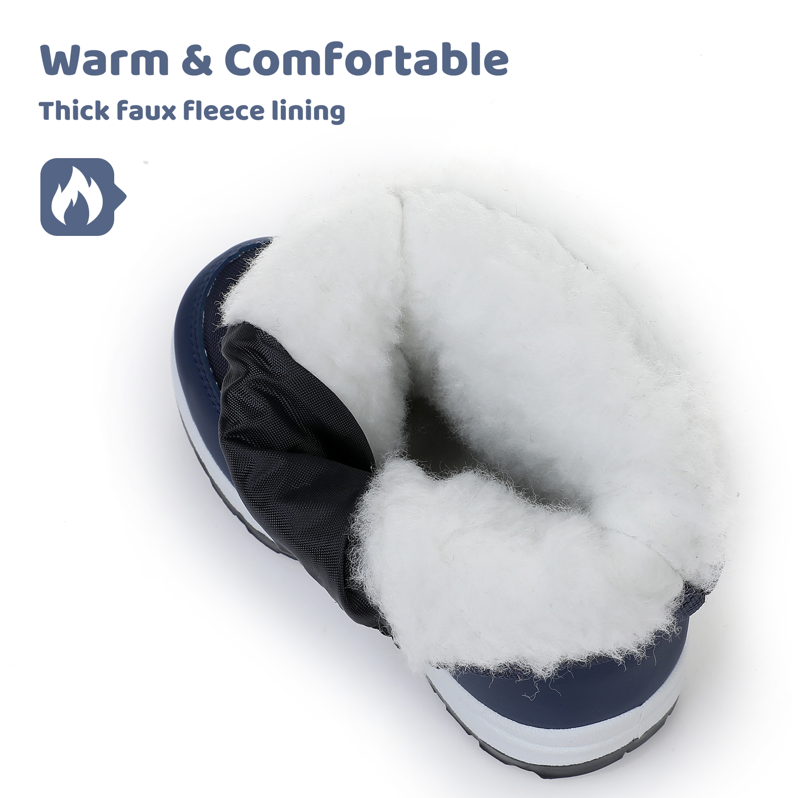 Apakowa Kids Boys Girls Snow Boots Waterproof Warm Winter Boots Slip Resistant (Toddler/Little Kid)-H0327-Navy