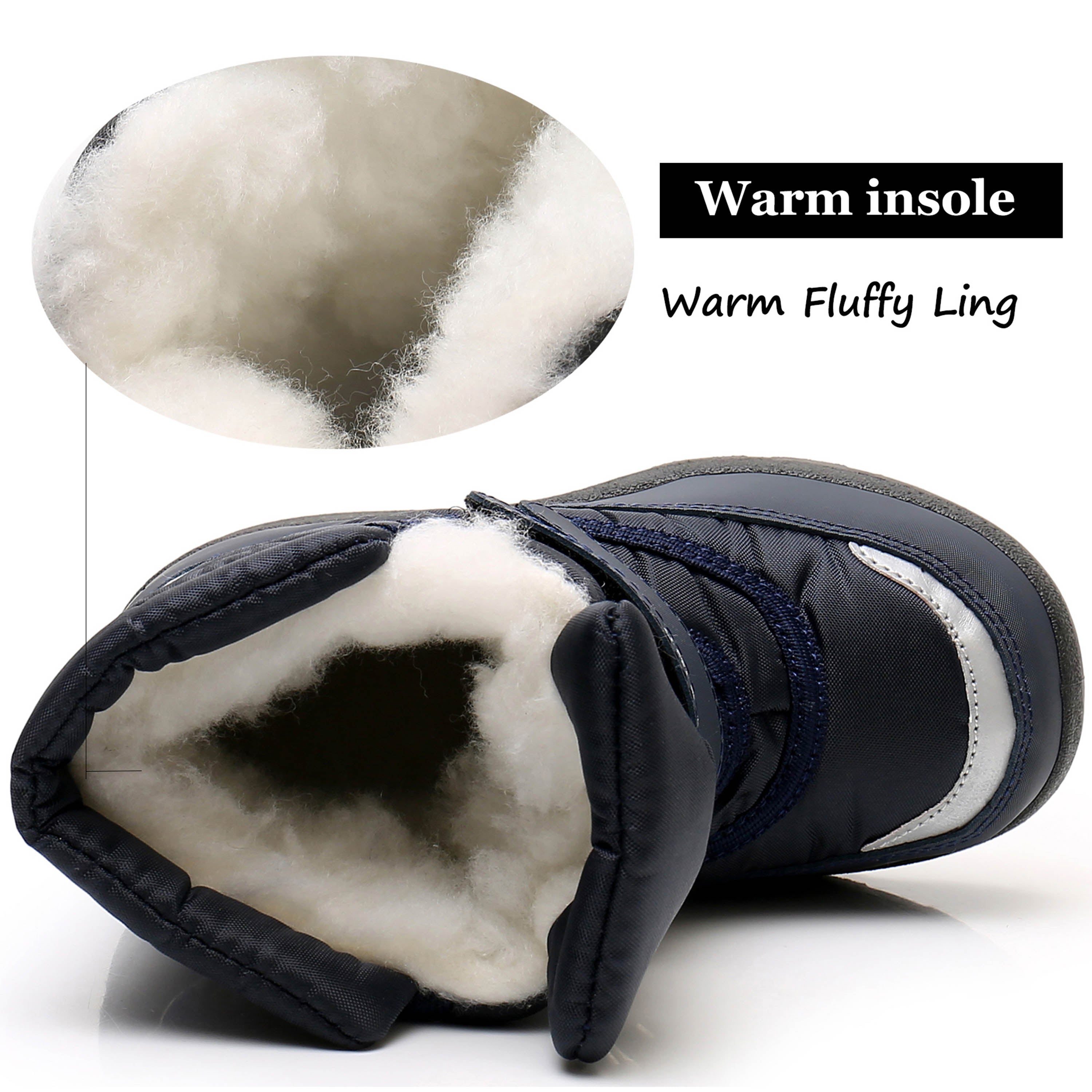 Apakowa Boys Water-resistant Snow Bootswith Hook & Loop for Toddler/Little Kid-H3305-Navy