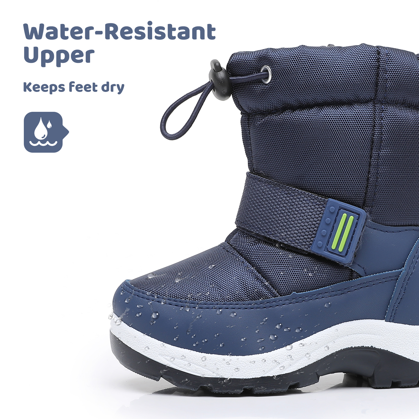 Apakowa Kids Boys Girls Snow Boots Waterproof Warm Winter Boots Slip Resistant (Toddler/Little Kid)-H0327-Navy