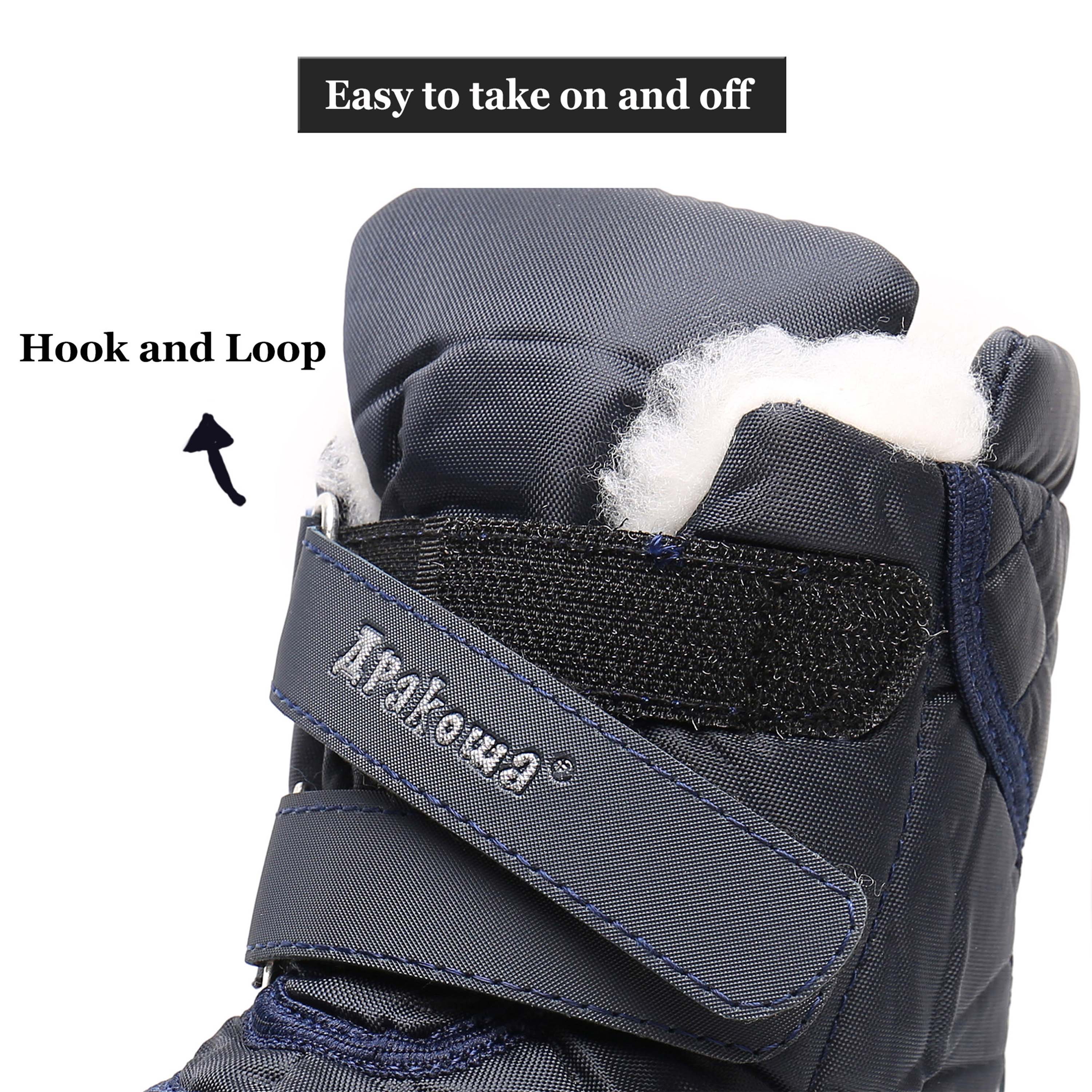 Apakowa Boys Water-resistant Snow Bootswith Hook & Loop for Toddler/Little Kid-H3305-Navy