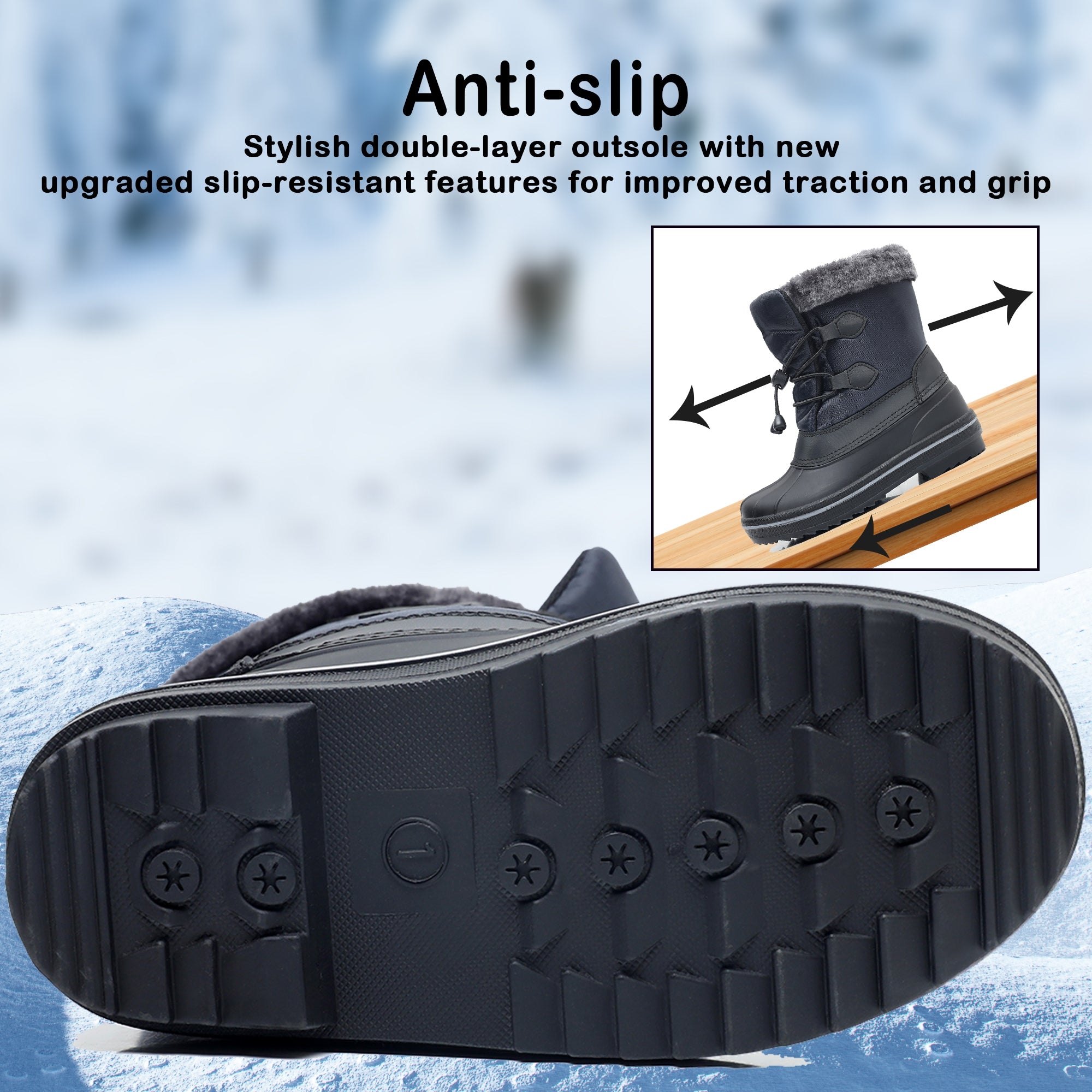 Apakowa Boys Girls Snow Boots Outdoor Slip Resistant Insulated Waterproof Winter Snow Boots (Toddler/Little Kid/Big Kid)-HDL578-Navy