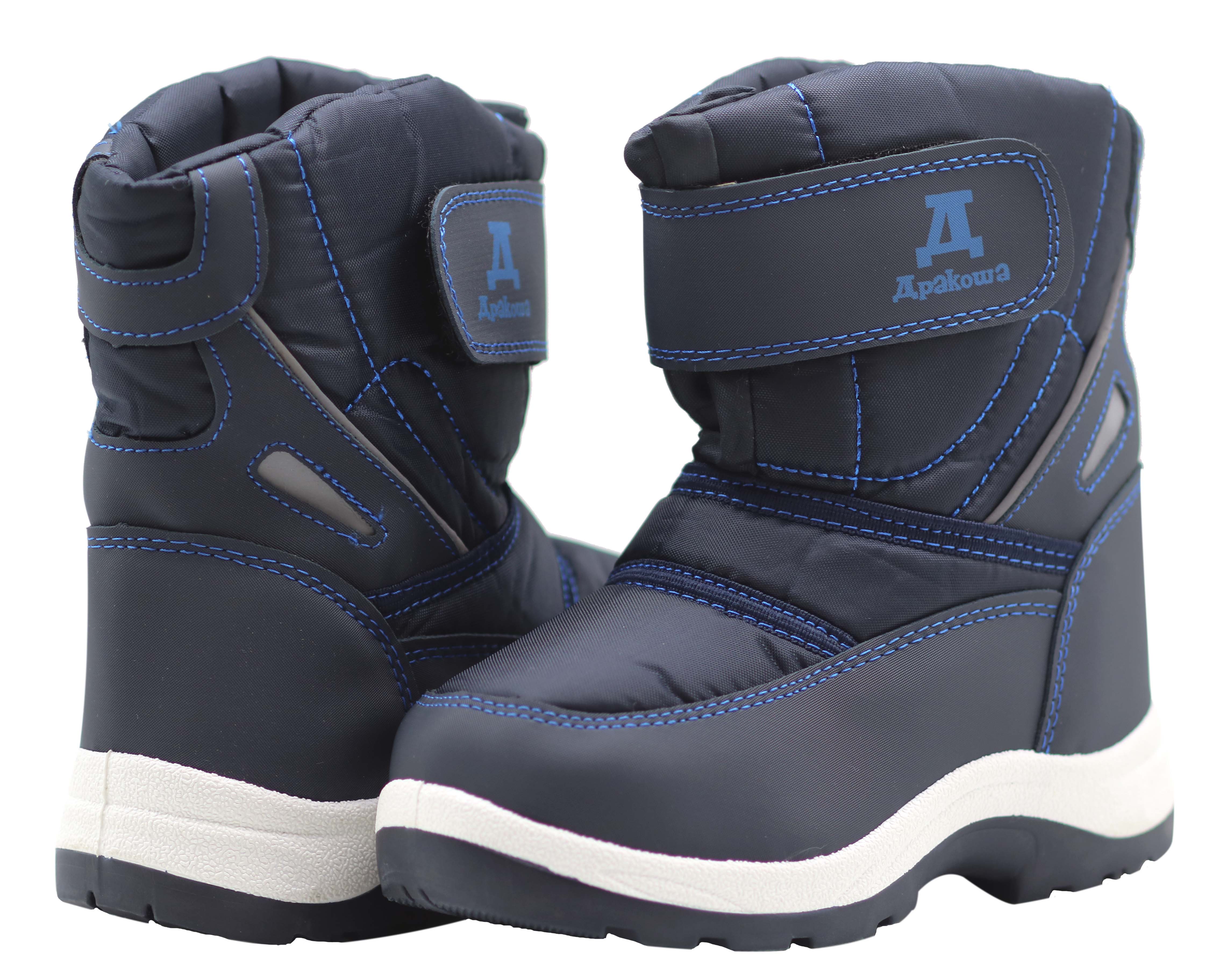 Apakowa New Kids Boys Cold Weather Snow Boots (Toddler/Little Kid)-HDL06-navy