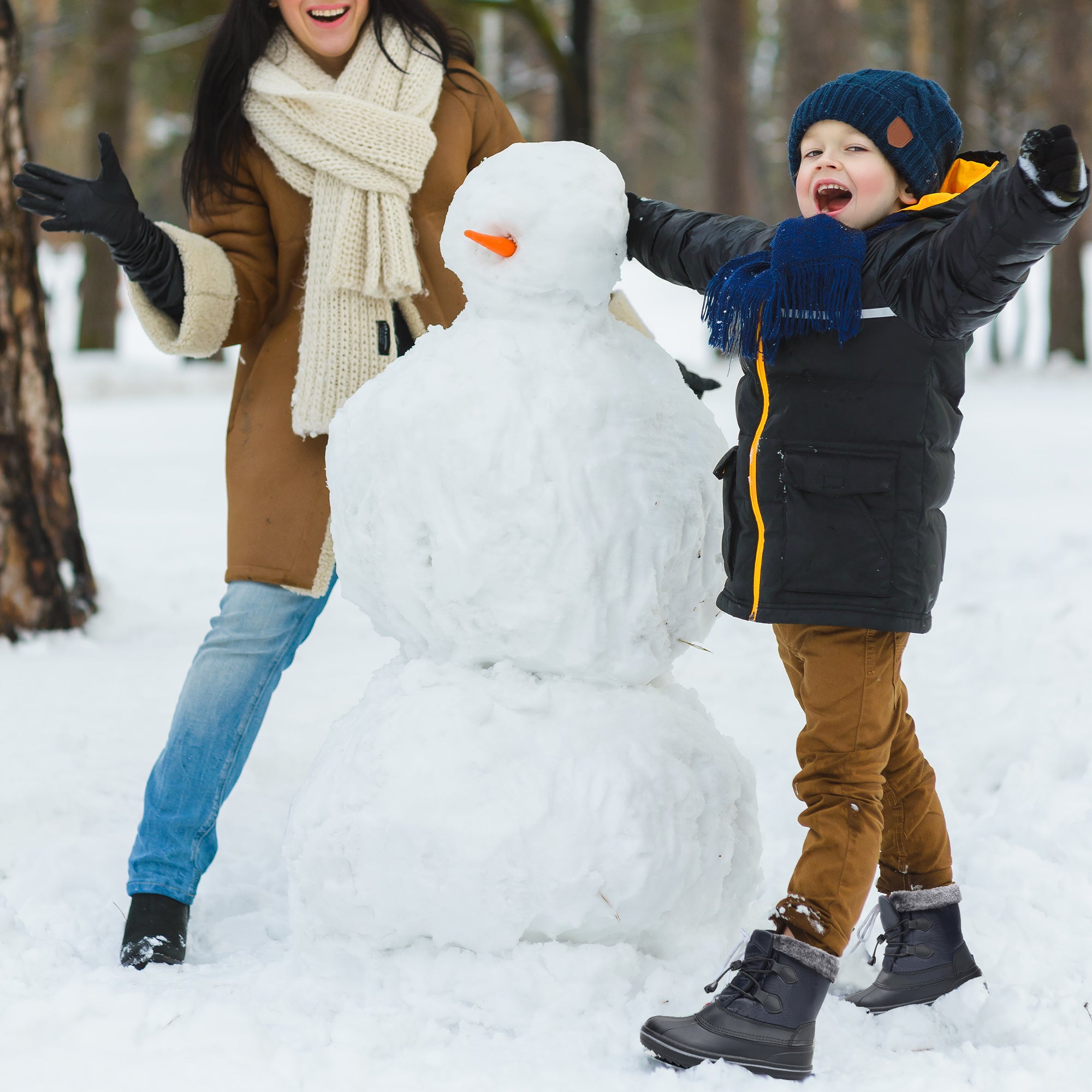 Apakowa Boys Girls Snow Boots Outdoor Slip Resistant Insulated Waterproof Winter Snow Boots (Toddler/Little Kid/Big Kid)-HDL578-Navy