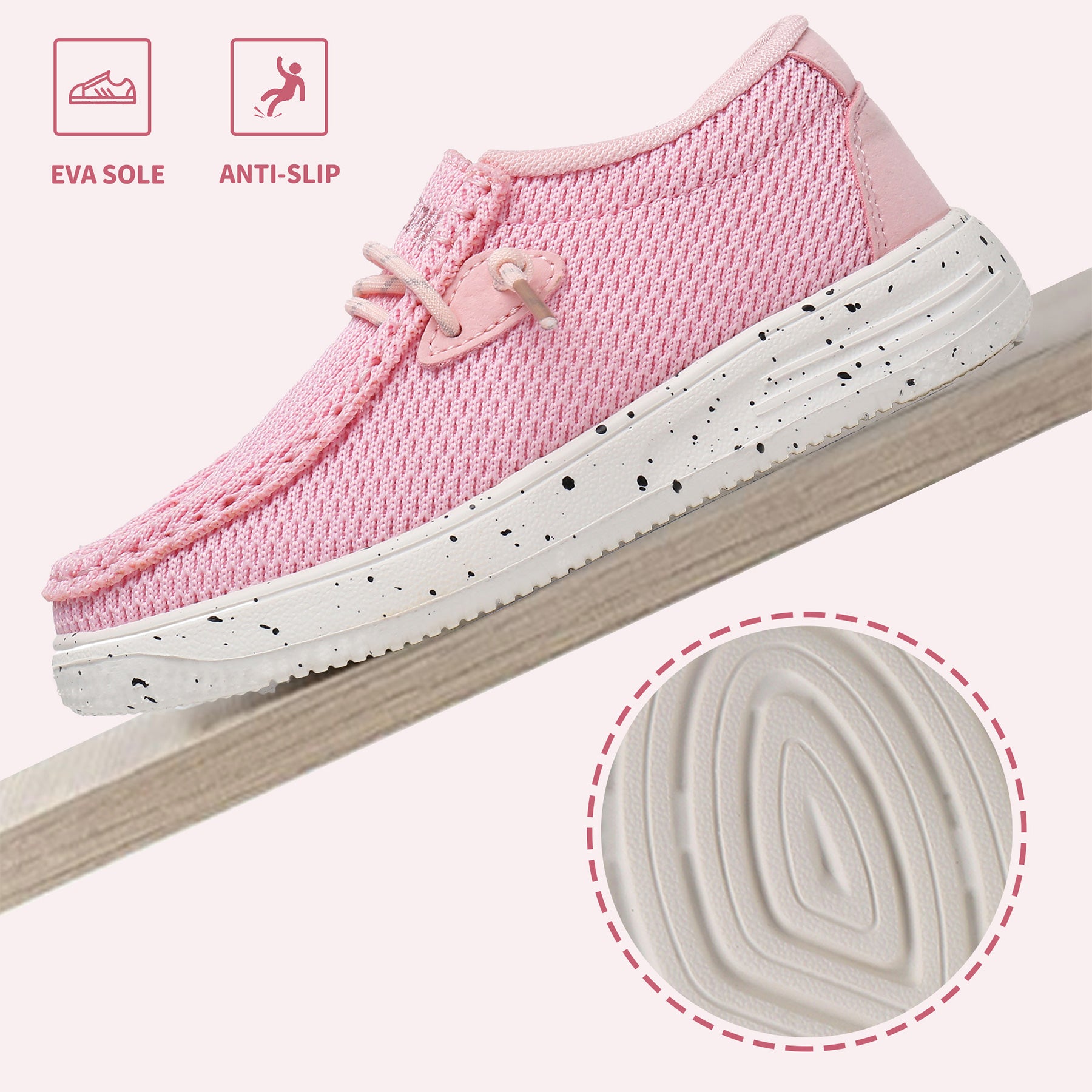 Apakowa Kids Boys Girls Loafers Slip-On Casual Walking Shoes-XFQ627-Pink
