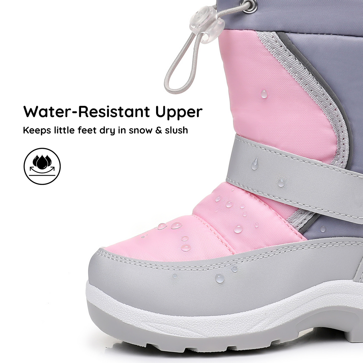Blikcon Kids Girls Snow Boots Water-resistant Winter Boots - Warm Plush Faux Fur Lined, Side Zipper & Non-Slip Sole (Toddler/Little Kid)-H0618-Pink