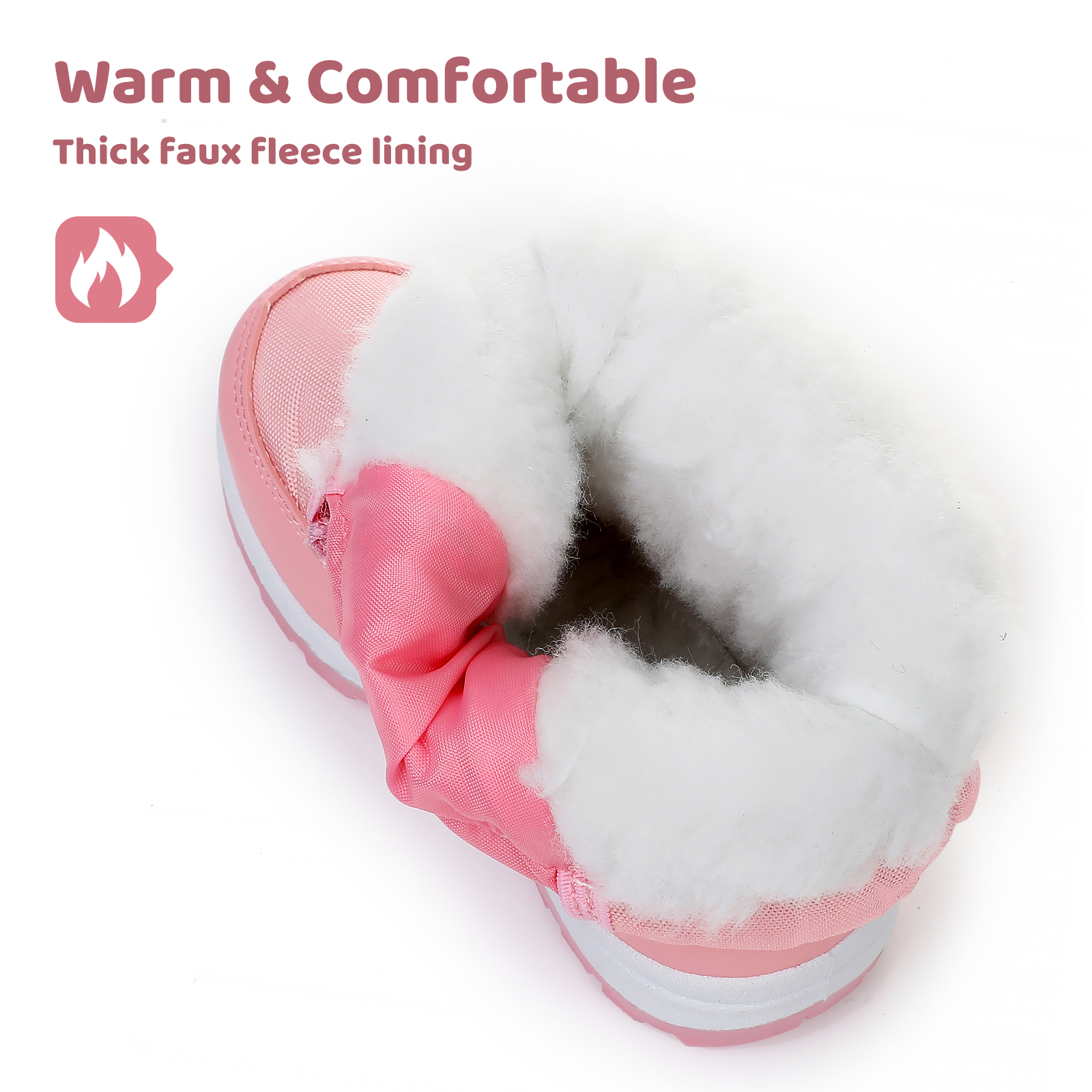 Apakowa Kids Boys Girls Snow Boots Waterproof Warm Winter Boots Slip Resistant (Toddler/Little Kid)-H0327-Pink