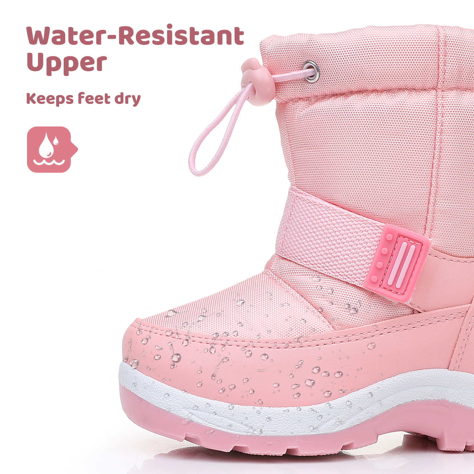 Apakowa Kids Boys Girls Snow Boots Waterproof Warm Winter Boots Slip Resistant (Toddler/Little Kid)-H0327-Pink