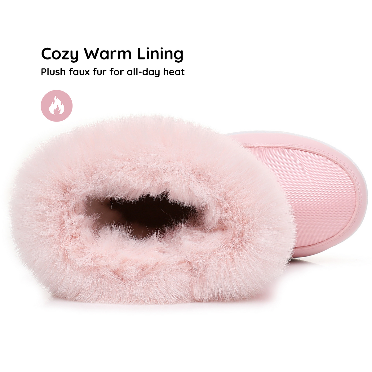 Blikcon Kids Girls Snow Boots Water-resistant Winter Boots with Faux Fur – Warm Winter Boots with Side Zipper & Non-Slip Sole (Toddler/Little Kid)-H0619-Pink
