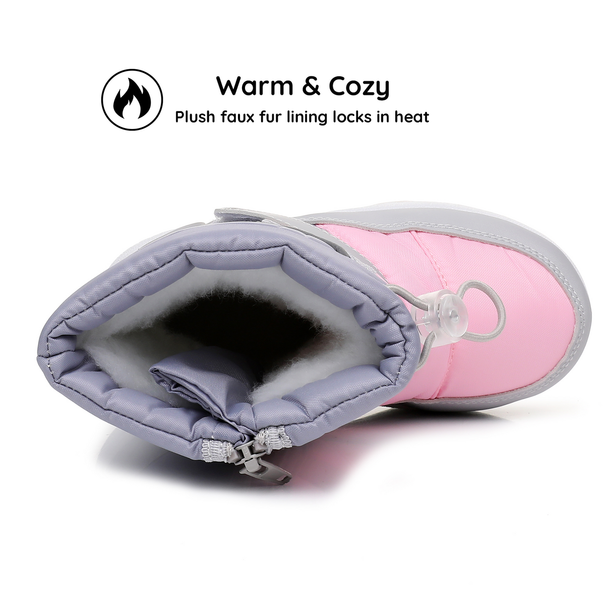 Blikcon Kids Girls Snow Boots Water-resistant Winter Boots - Warm Plush Faux Fur Lined, Side Zipper & Non-Slip Sole (Toddler/Little Kid)-H0618-Pink