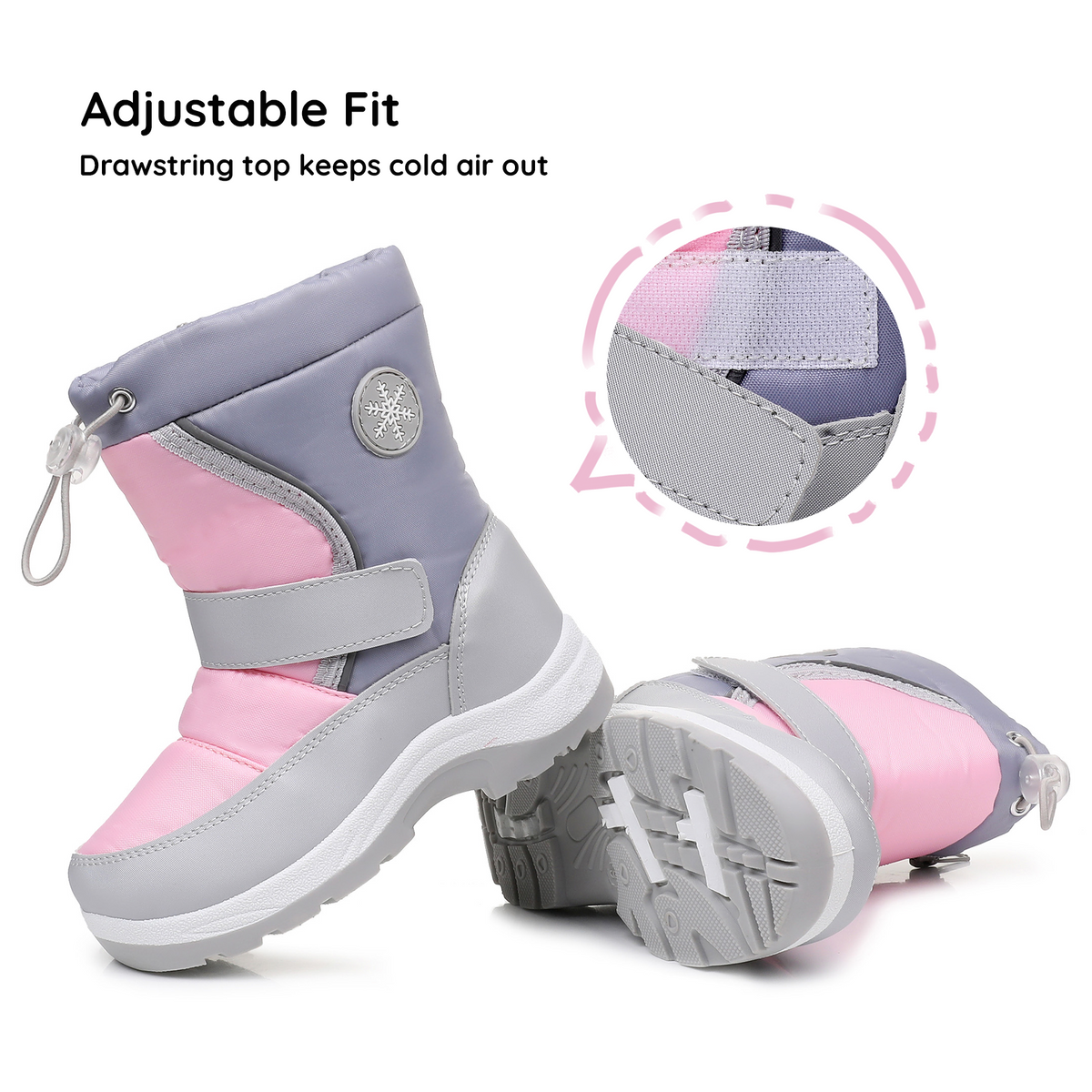 Blikcon Kids Girls Snow Boots Water-resistant Winter Boots - Warm Plush Faux Fur Lined, Side Zipper & Non-Slip Sole (Toddler/Little Kid)-H0618-Pink