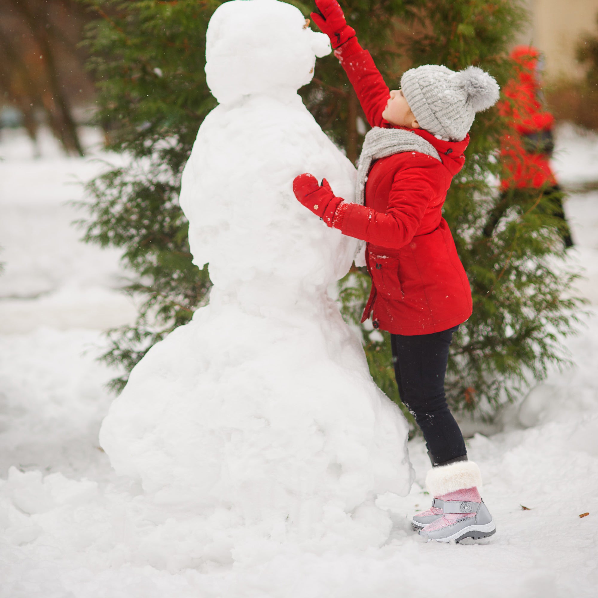 Apakowa Kids Girls Insulated Lined Winter Warm Snow Boots (Toddler/Little Kid)-H7322-Pink