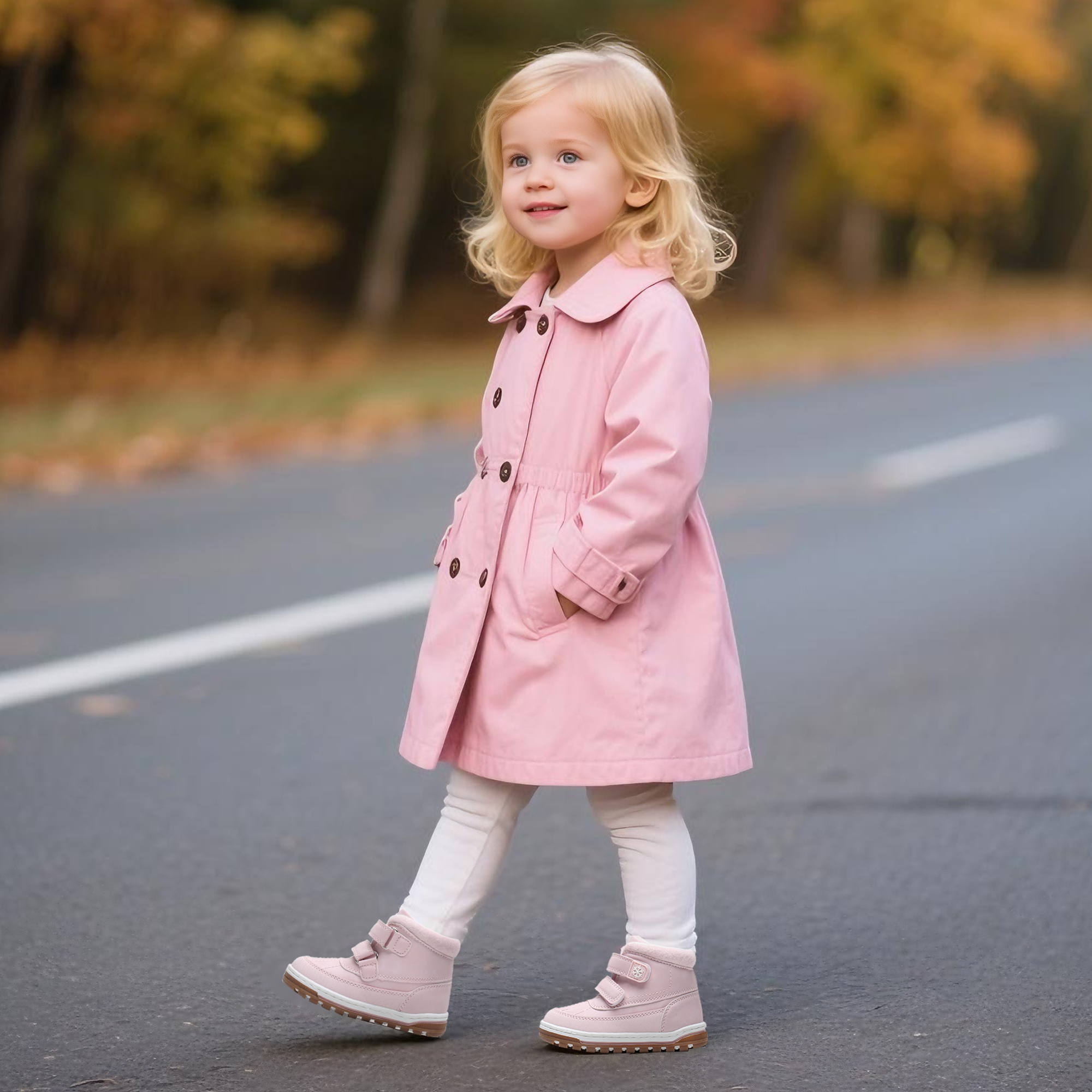 Blikcon Girls Boots Toddler Girls Fall Winter Boots Outdoor with Hook and Loop (Toddler/Little Kid)-BLK-35217-Pink