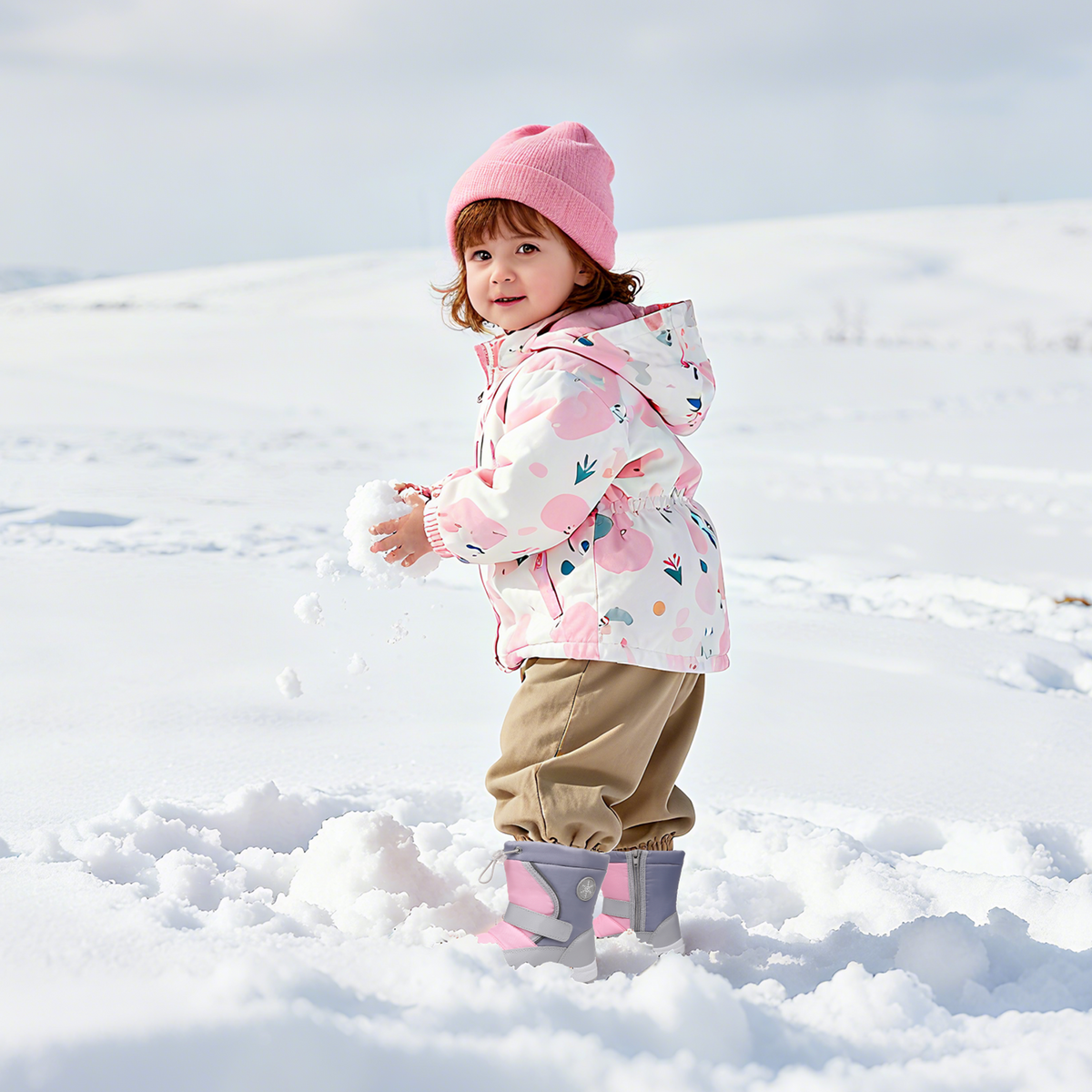 Blikcon Kids Girls Snow Boots Water-resistant Winter Boots - Warm Plush Faux Fur Lined, Side Zipper & Non-Slip Sole (Toddler/Little Kid)-H0618-Pink