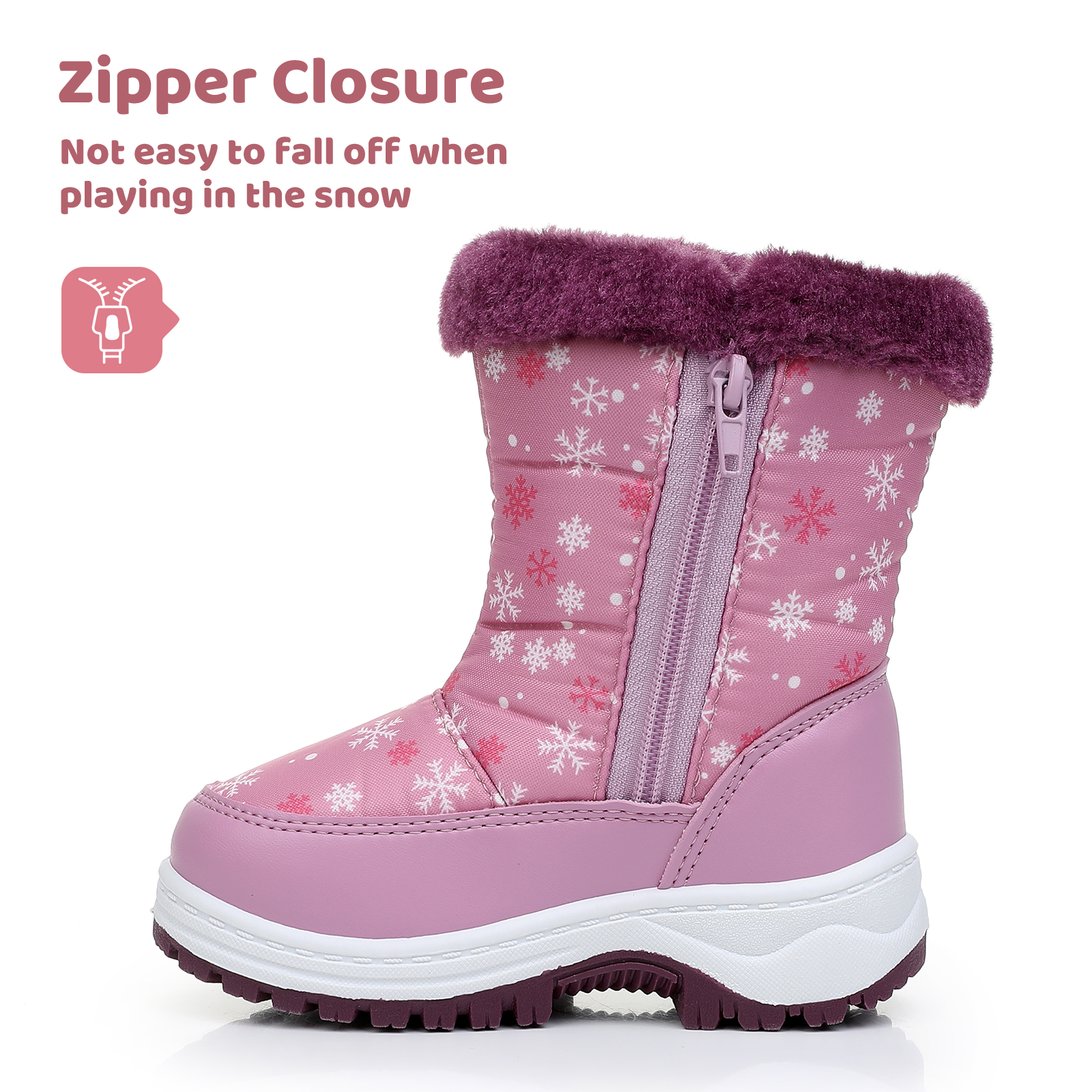 Apakowa Kids Boys Girls Snow Boots Waterproof Warm Winter Boots Slip Resistant (Toddler/Little Kid)-H0329-Purple