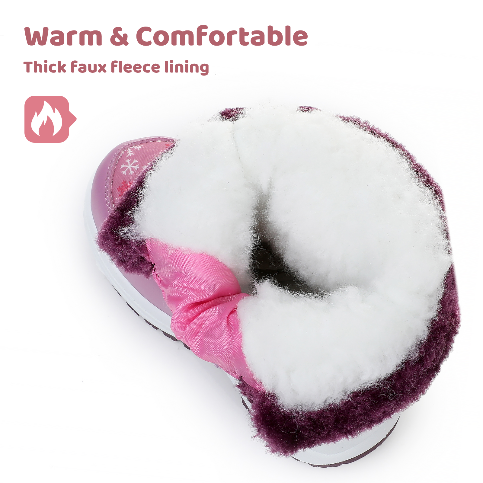 Apakowa Kids Boys Girls Snow Boots Waterproof Warm Winter Boots Slip Resistant (Toddler/Little Kid)-H0329-Purple