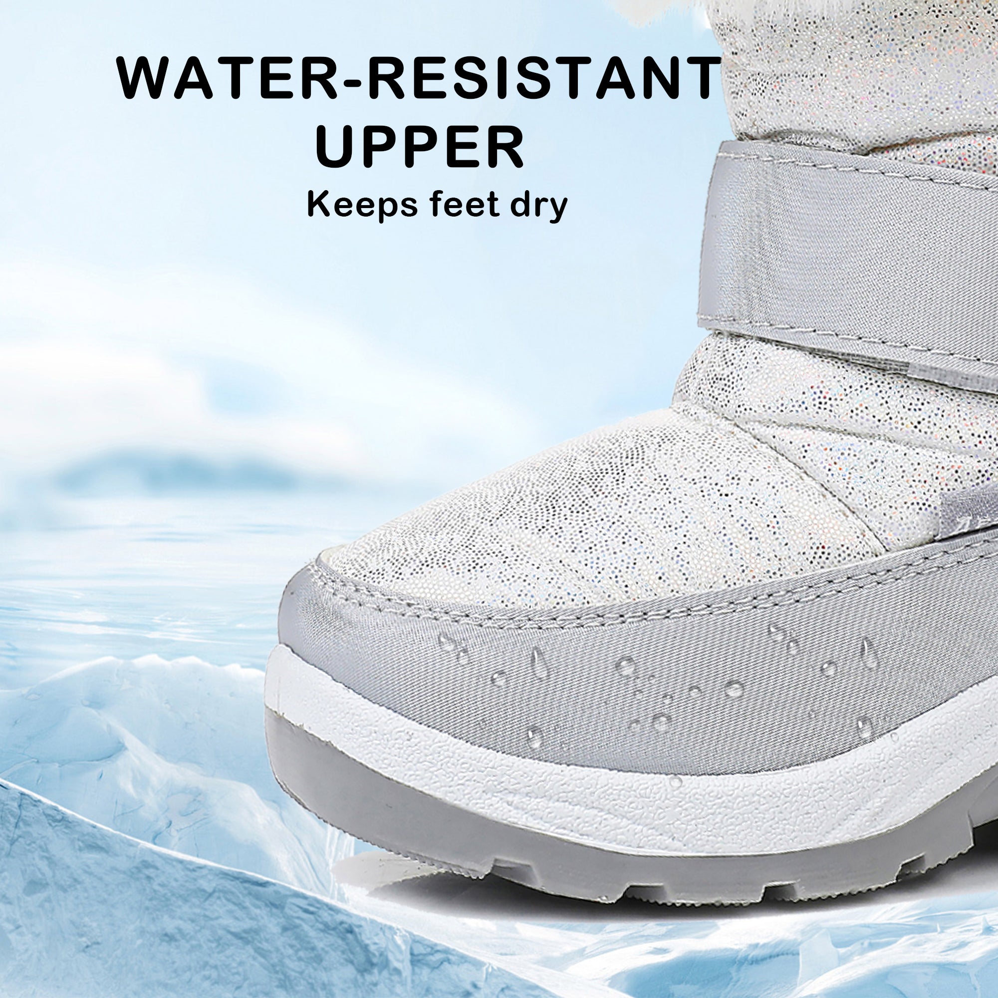 Apakowa Kids Girls Insulated Lined Winter Warm Snow Boots (Toddler/Little Kid)-H7322-Silver